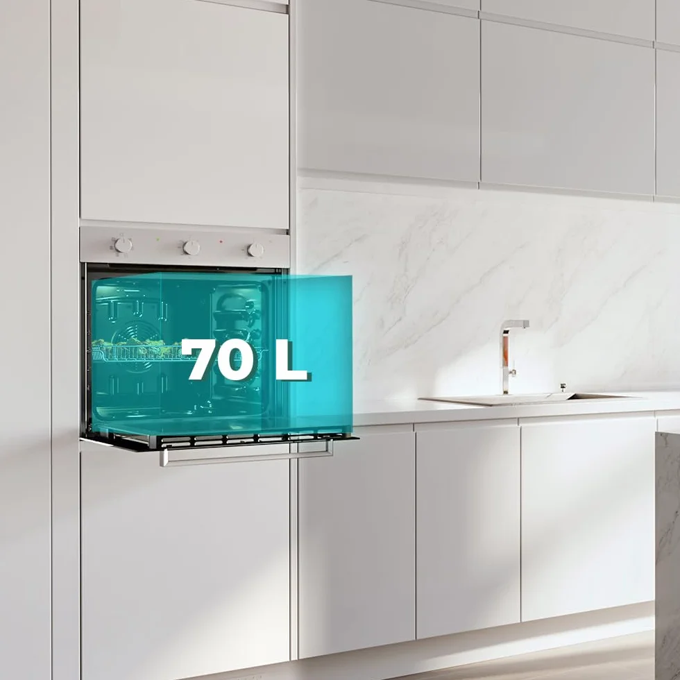 Cecotec Horno Integrable Multifunción 70L Bolero Hexa M236000 Inox Time. 2800W, 6 Funciones, Temporizador, Steam Base XXL, Steam Assist, Steam EasyClean, Cooling Fan, Modo Defrost, Eco, Convección