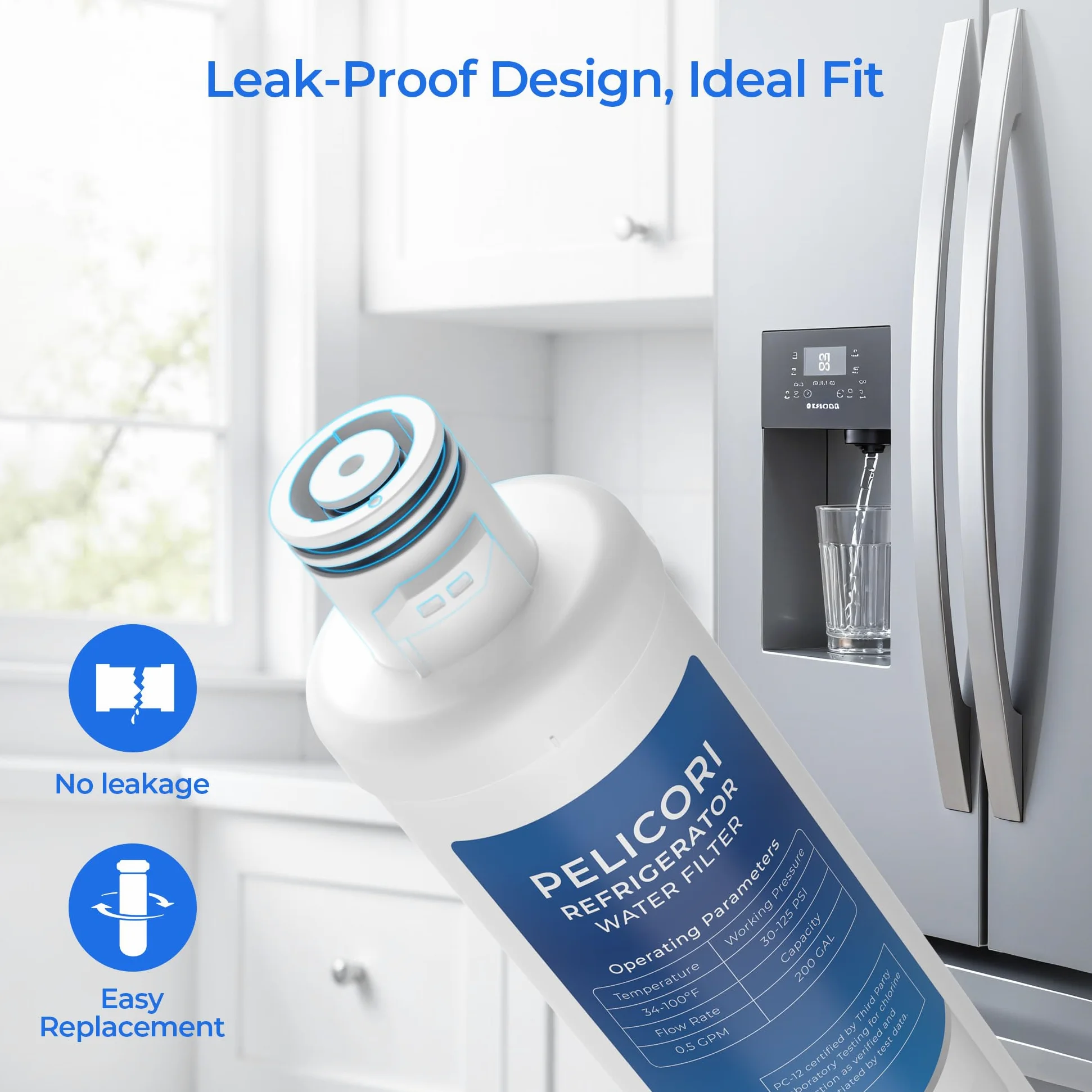 Filtro de agua MIWF6200, MRS26D5AST, MRS26D7AST, paquete de 3 | Compatible con Midea MRQ22D7AST, MF-2008-R2, Sharp SJWF200, SJG2254FS, Thor Kitchen WF200, Zline MIWFT2100, RFM-W-36