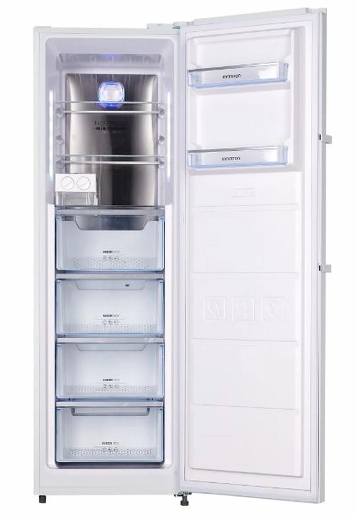 INFINITON Congelador Vertical CV-265L85, 282 Litros, 185 cm, No Frost, E, No Frost Technology, Fast freezing,Alarma óptica y acústica de puerta abierta, Fabricador de hielo (Blanco || CV-265L85WEM)