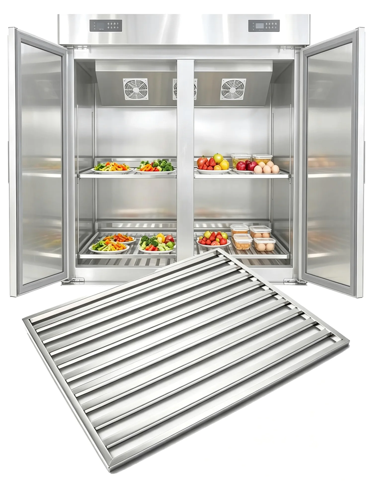 Estante for refrigerador de acero inoxidable, estante de repuesto for almacenamiento en el congelador | Diseño de listones abiertos con hebillas para refrigeradores comerciales y domésticos(70x60cm/27.56x23.62in)