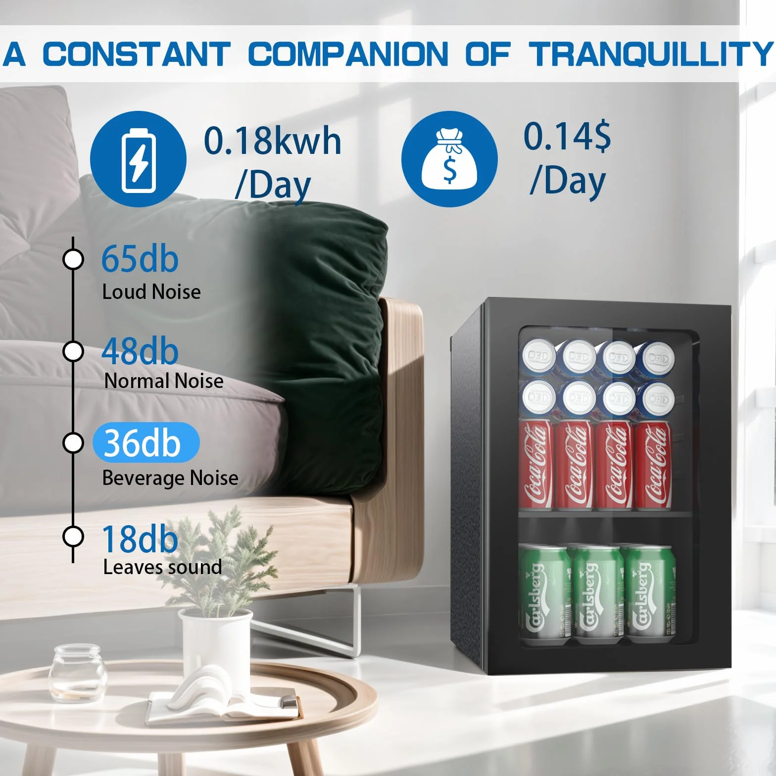 Mini Refrigerador de 20L con Capacidad para 24 Latas de Bebidas, Puerta Frontal para Refrescos y Cerveza, Refrigerador Pequeño Bajo Encimera con Estantes Ajustables (Negro)