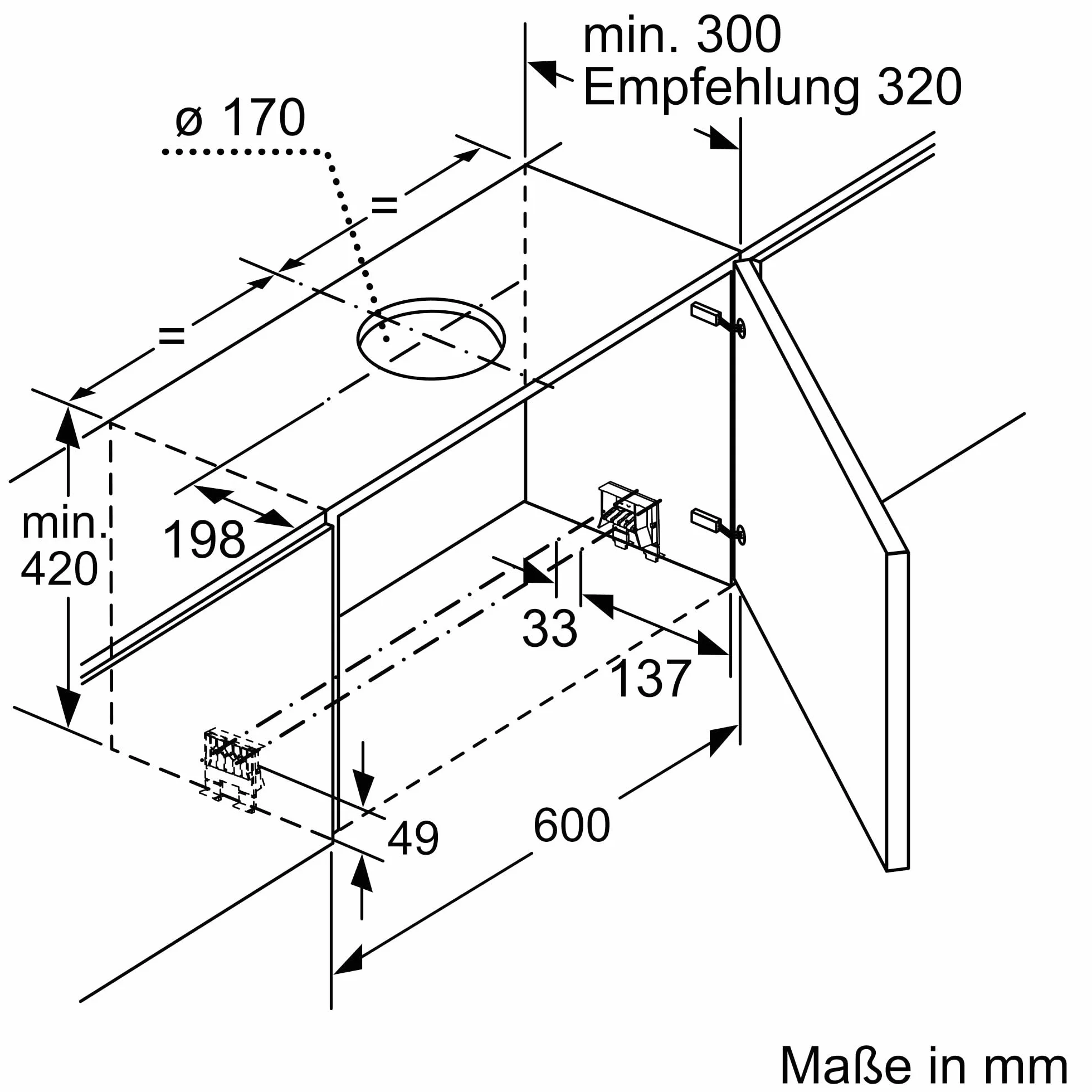 Bosch DFR067A52 Serie 4 - Campana de pantalla plana, 60 cm de ancho, circulación y salida de aire, fabricado en Alemania, motor EcoSilence Drive silencioso y eficiente, iluminación LED uniforme,
