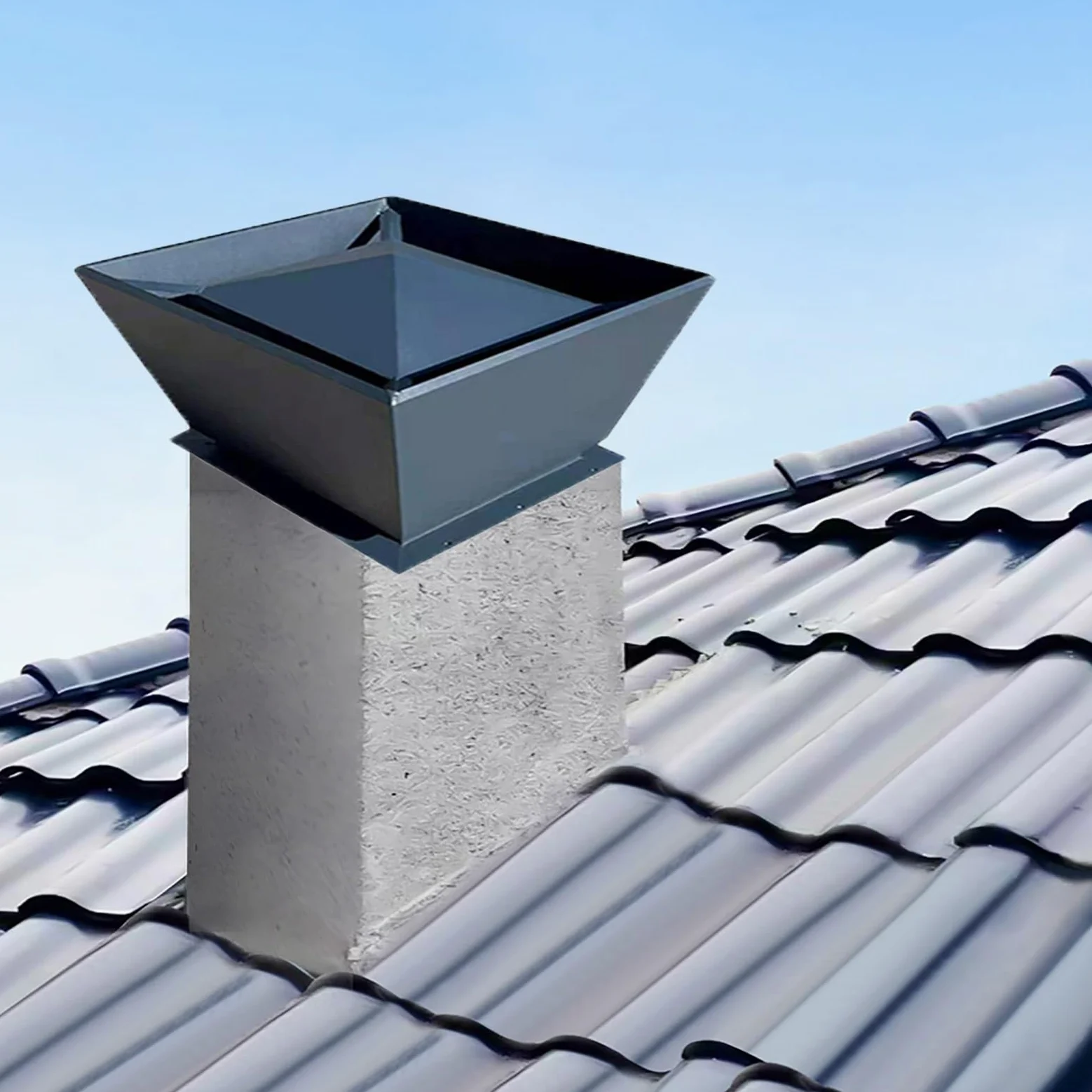 Cubierta cuadrada para chimenea de arcilla al aire libre y tubo de estufa, fácil instalación, protege contra animales y escombros, diseño resistente a la intemperie