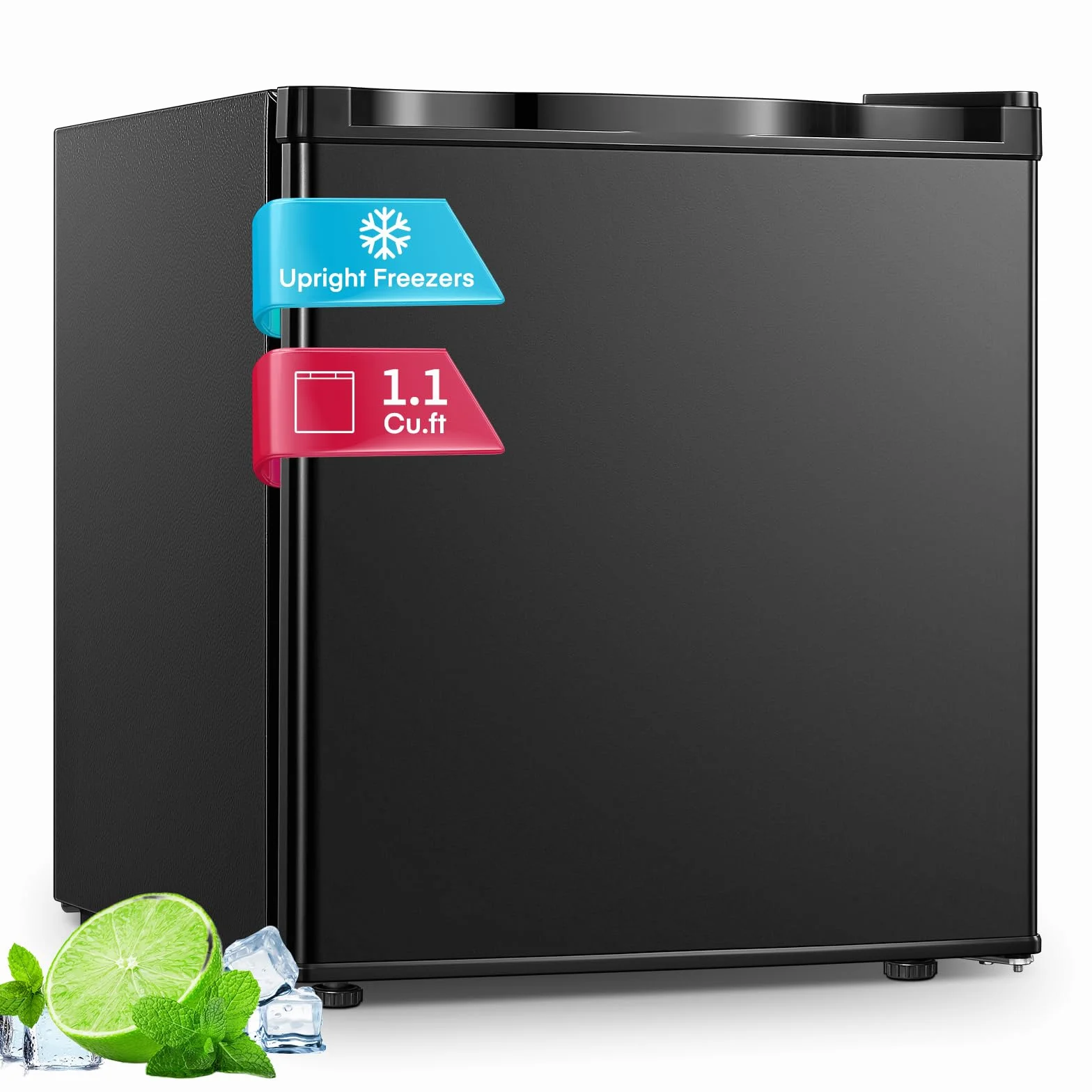 Congelador Vertical 32L 4 Estrellas -22℃ Puerta Reversible Silencioso Ahorro Energético Negro