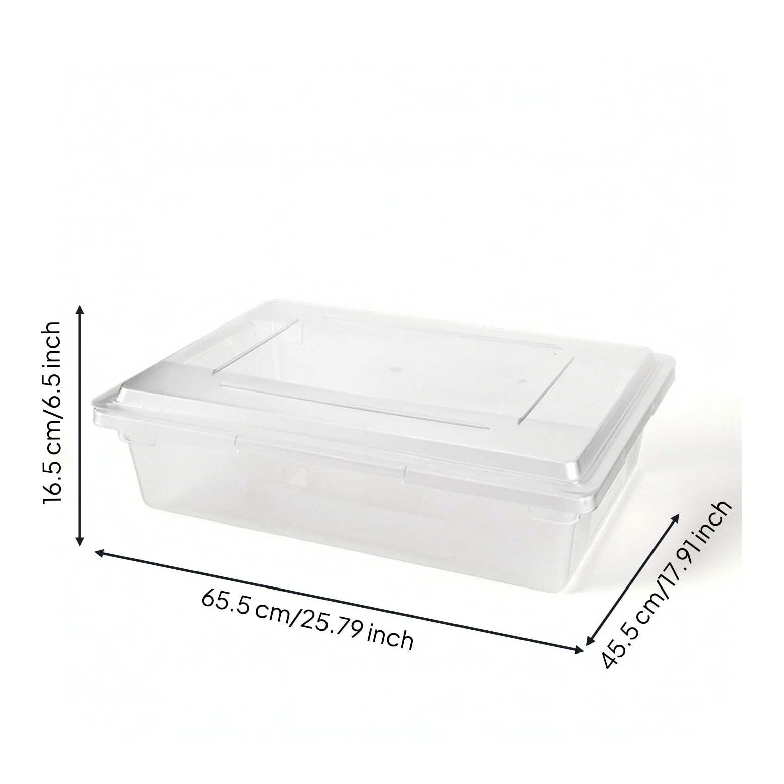 rockible Organizador Nevera con Tapa Engrosado Organizador Nevera Recipien con Tapa para Cocina, 65.5cm X 45.5cm X 16.5cm, 32L, Caja De Almacenamiento Rectangular Baja Grande