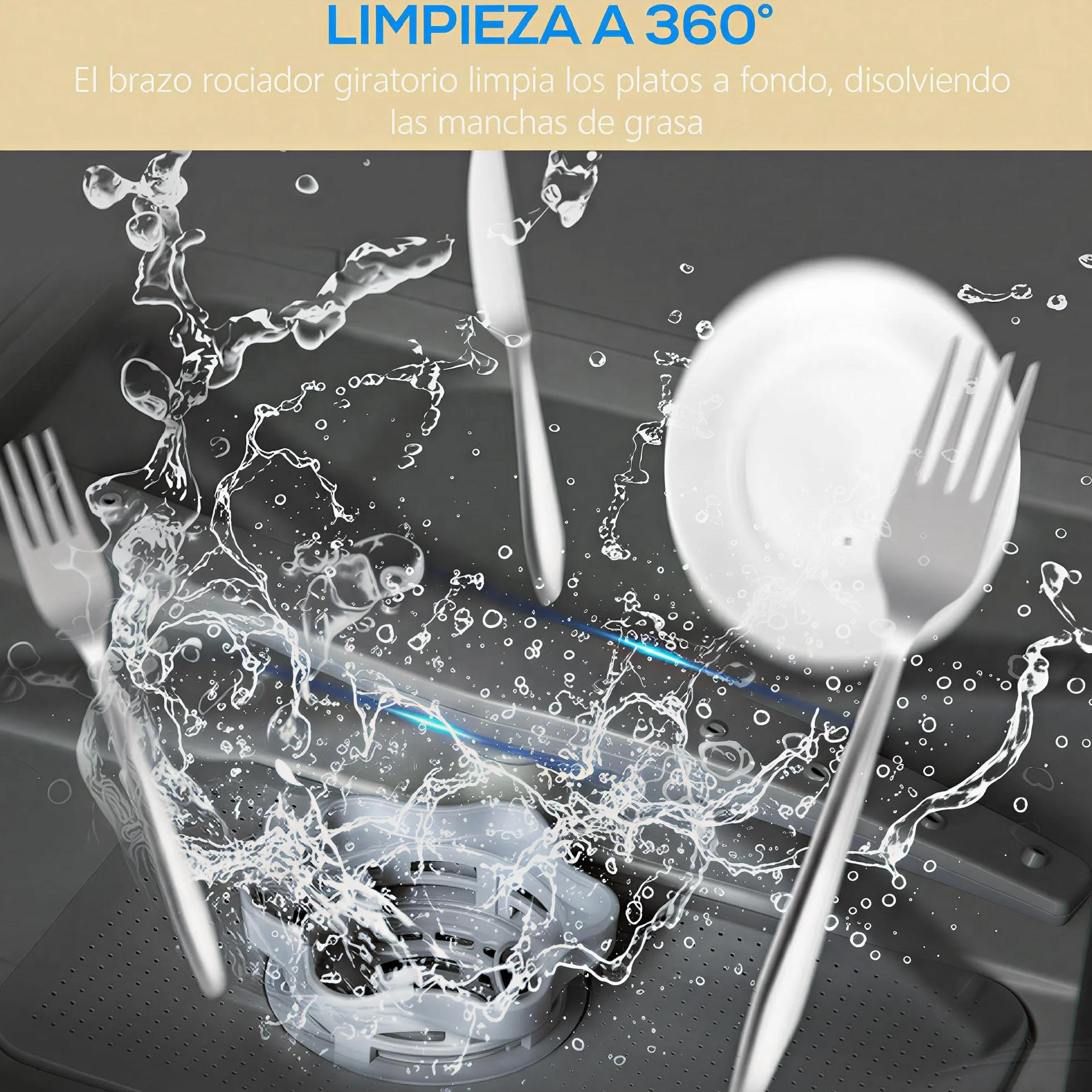 HOMCOM Lavavajillas de Encimera Pequeño con 5+1 Programas, ECO, Depósito de Agua 6L, Dos Modos de Suministro, Pantalla LED para Cocina y Apartamentos