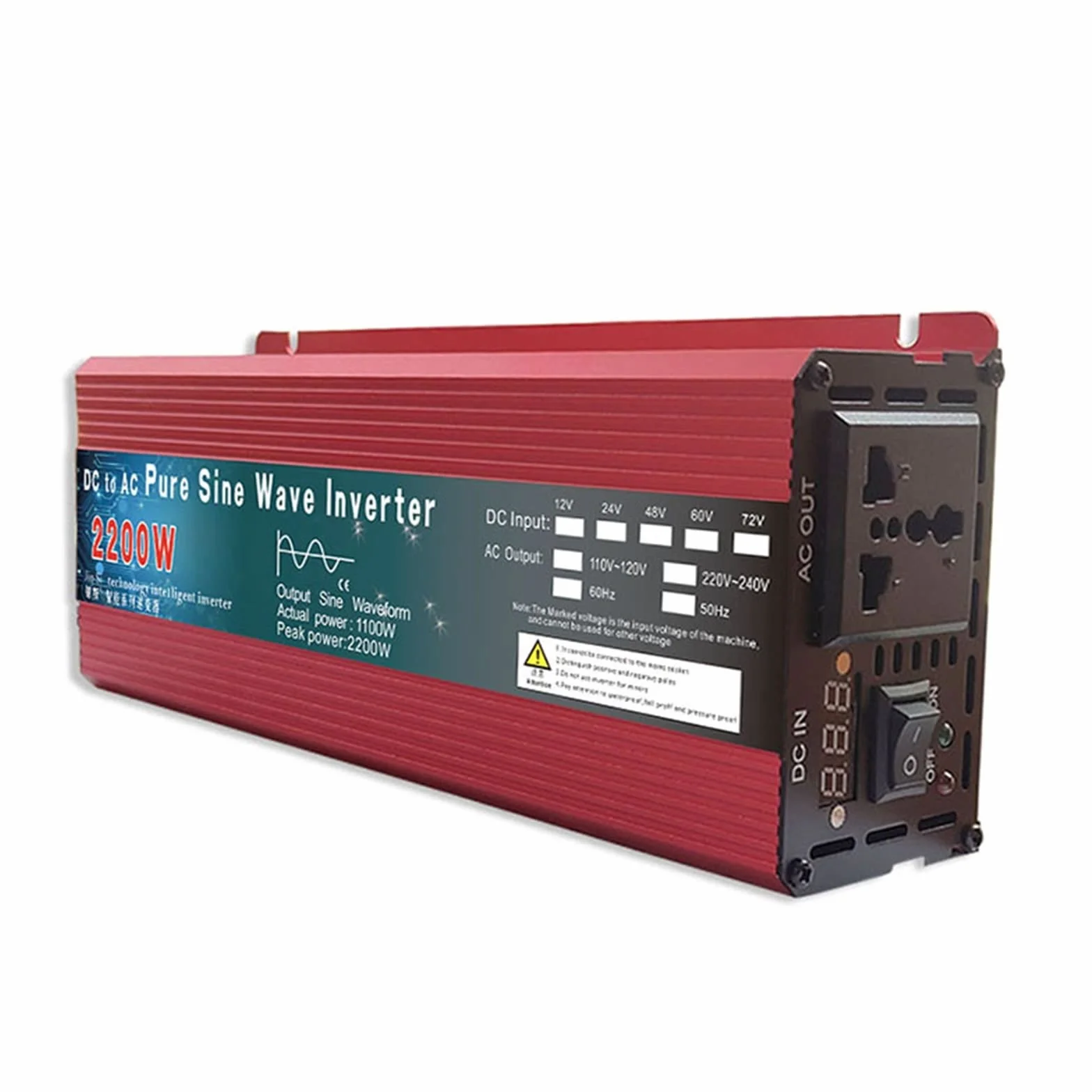 Inversor de Corriente, Inversor de onda sinusoidal pura DC 12v / 24v 1000W 1600W 2000W 3000W Convertidor de banco de energía portátil Inversor solar(3000W 24V,50HZ_1)