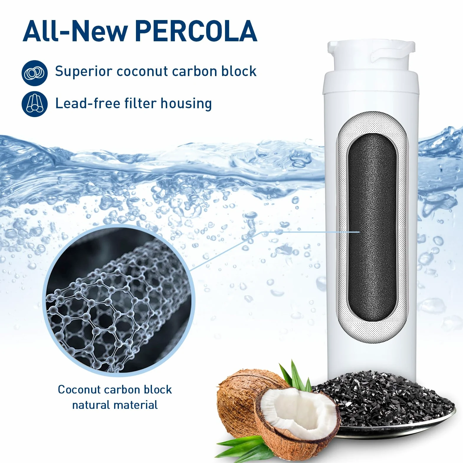 Filtro de agua KWF1000, certificado NSF 42 y 372, paquete de 3 | Filtro de agua transparente intensivo Miele 11513640 KWF1000 para electrodomésticos Master Cool con máquina de hielo