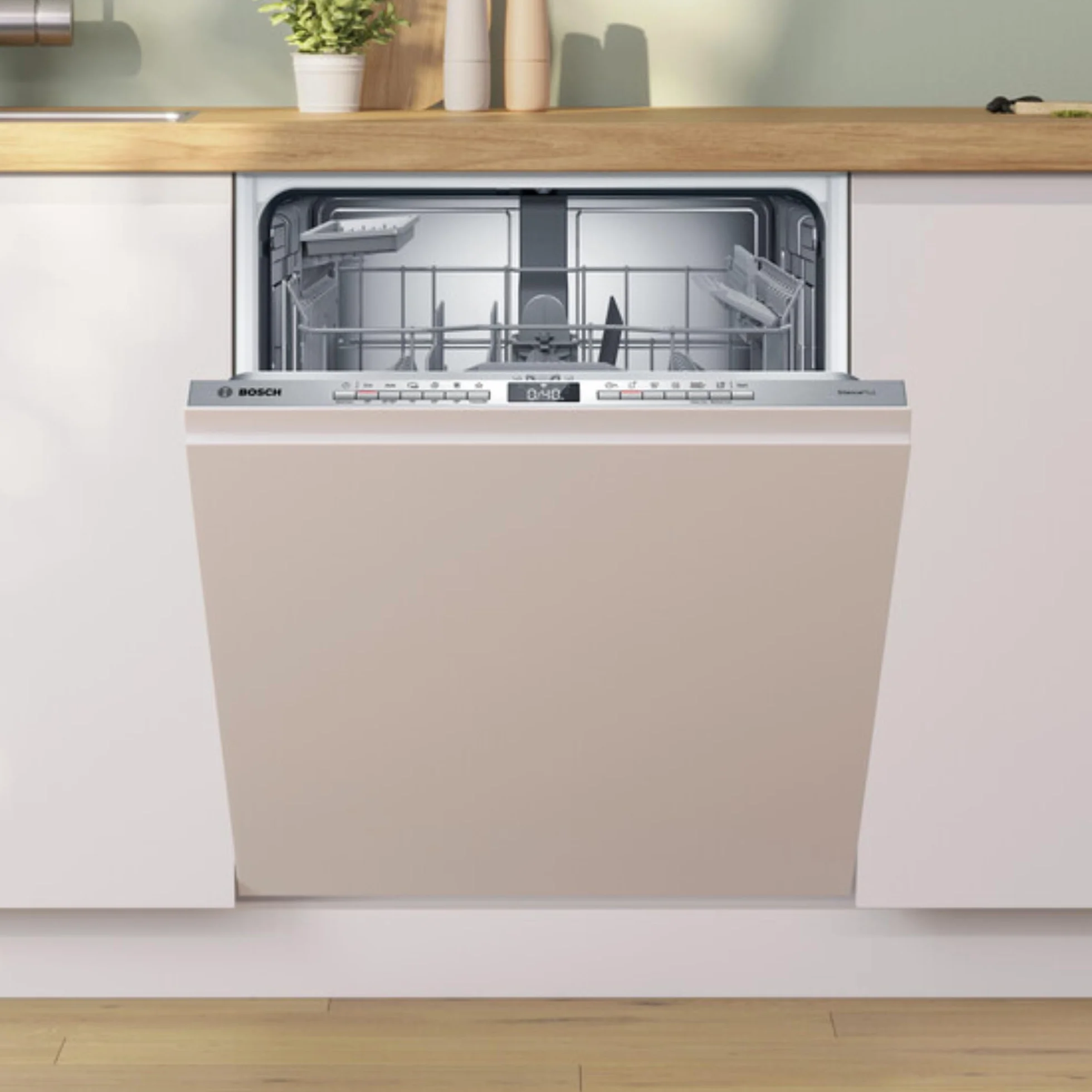 Bosch - Lavavajillas integrable, 60 cm. de ancho, Serie 4, Home Connect, Cestas Flex, Extra Secado, Blanco, SMV4HAX19E
