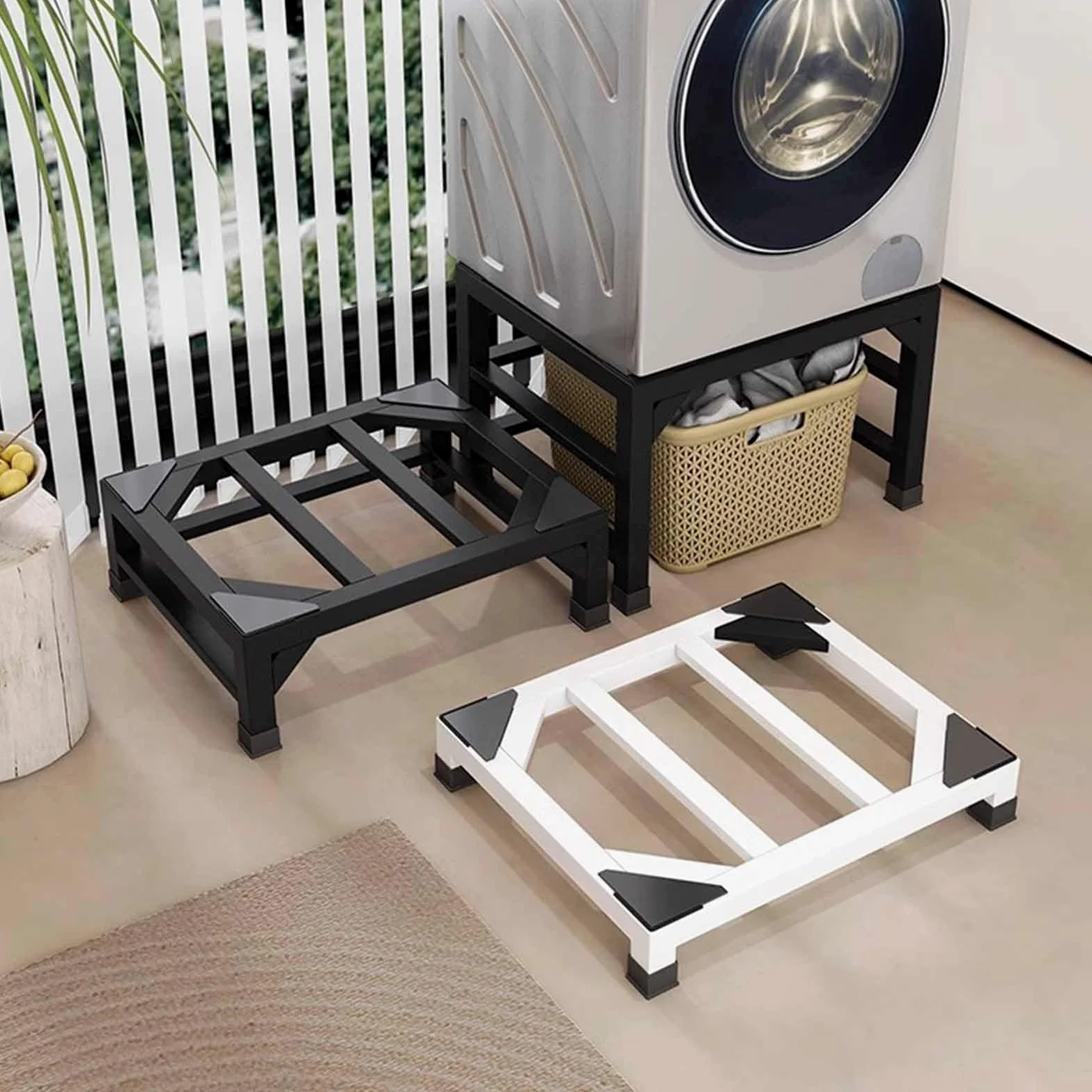 Soporte universal para frigorífico resistente con 4 pies resistentes, diseño de paleta de tierra dividida, pedestal para lavadora y secadora