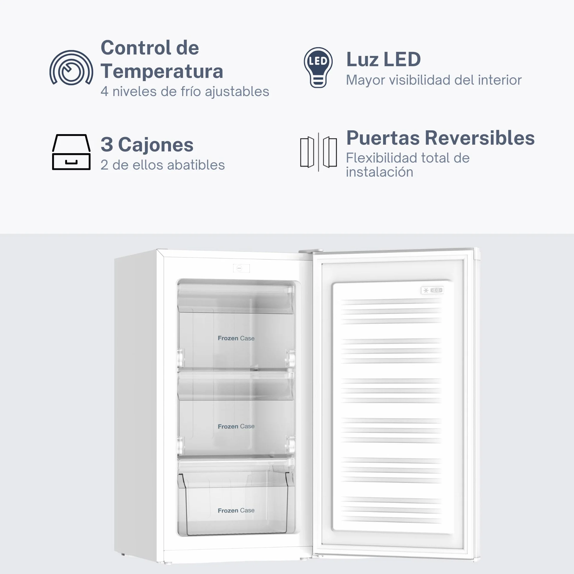 VOK Congelador Vertical Sobremesa 63 L Clase E Puerta Reversible Estático Blanco 82.5x45.3x45.5 cm