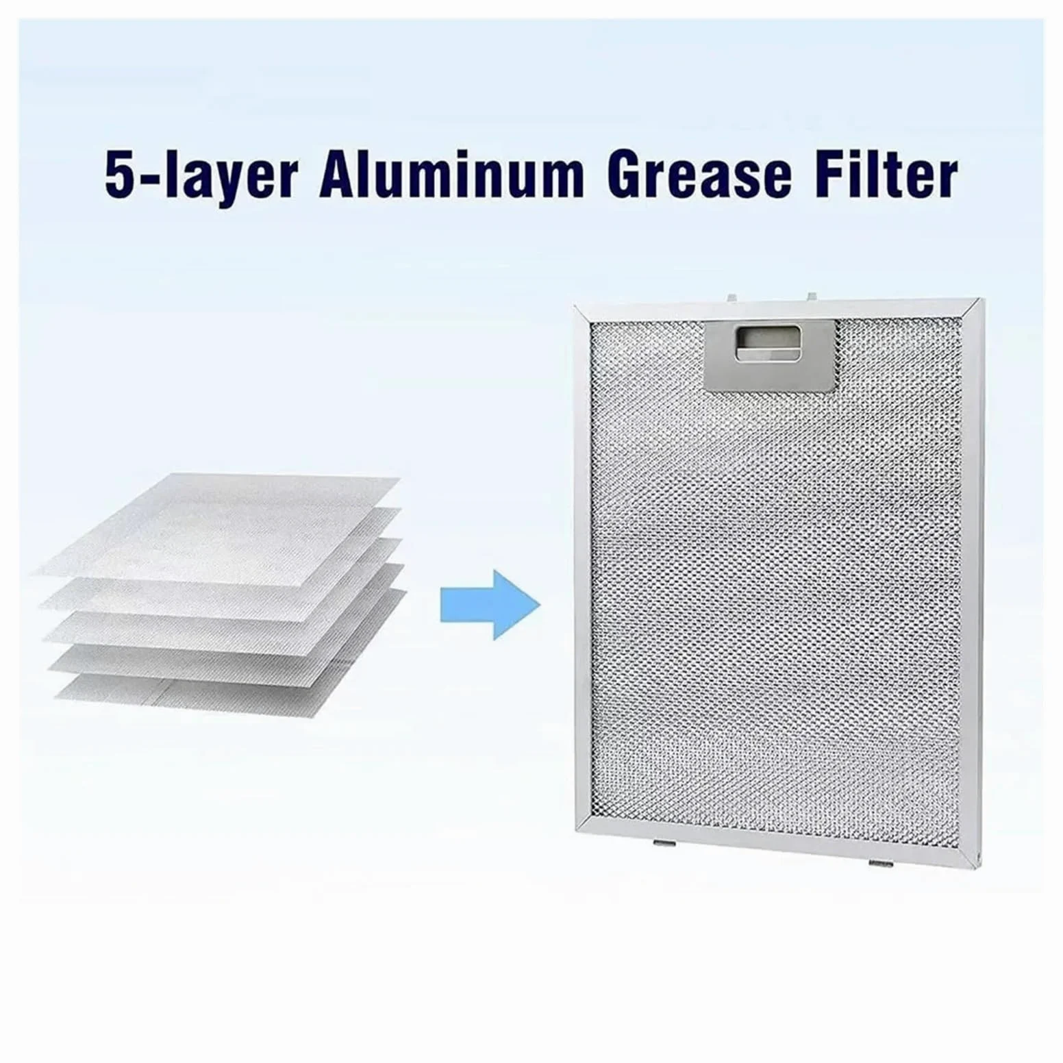 2PCS Filtro De Campana Extractora Malla Campanas Extractoras Filtros Ventilación Accesorios 5 Capas Filtración Grasa Aluminizada 318 X 258 9 Mm Pieza Del Ventilador Extractor