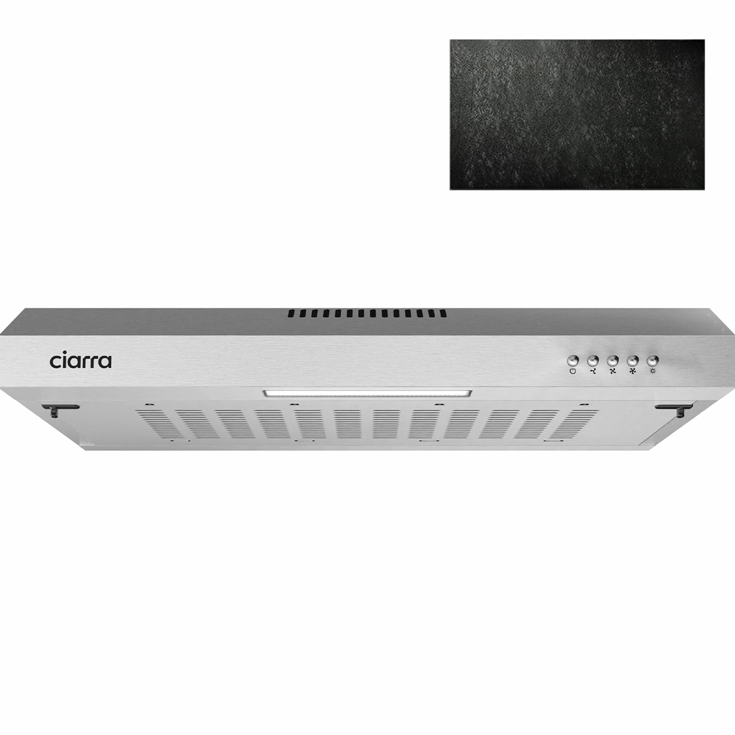 CIARRA CBCS6903 Campana Extractora 60 cm, Bajo Mueble, con Filtro de Carbón | CBCF001 Potencia Succión 220m³/h 75W 3 Velocidades de Extracción Bajo Consumo Extractor Cocina