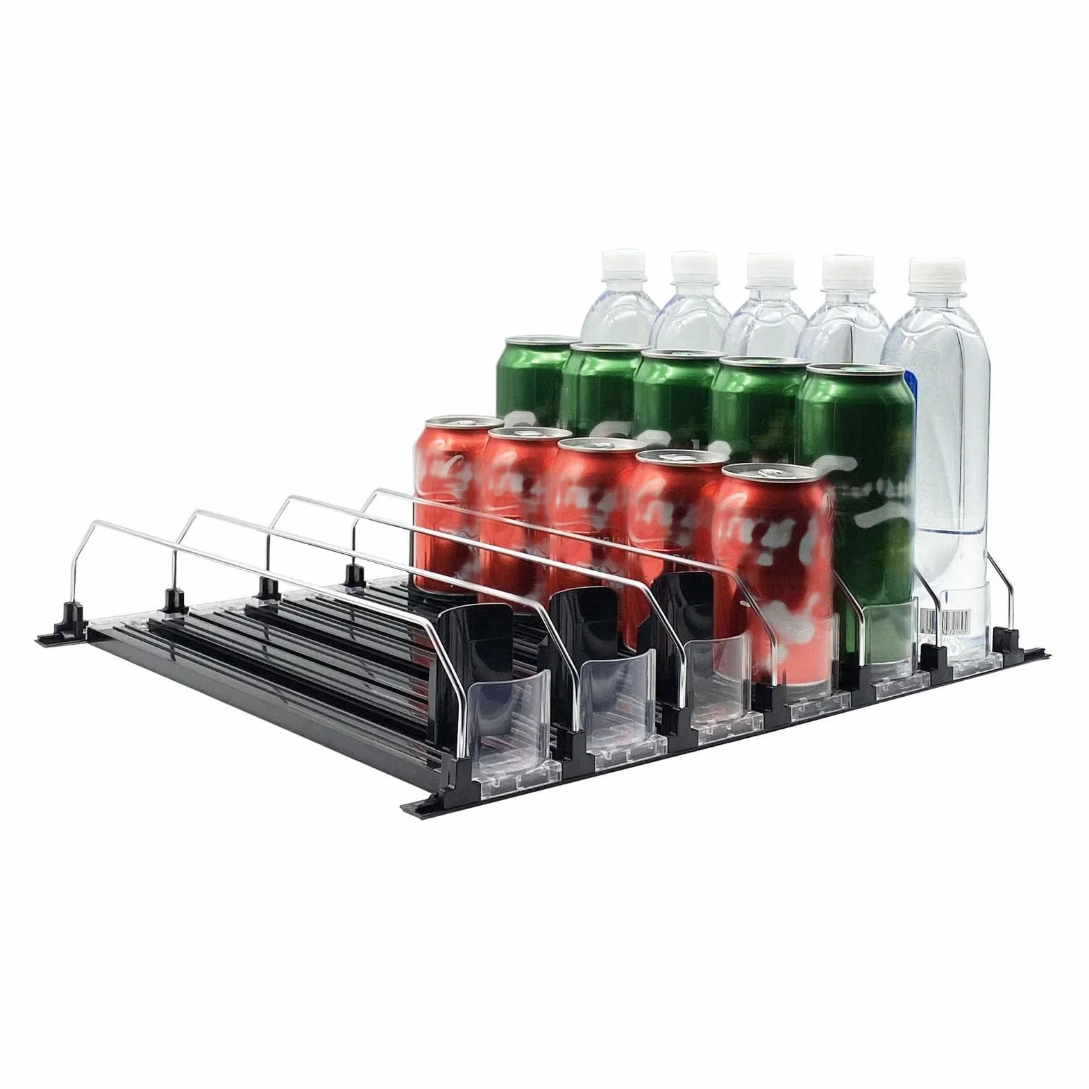 Fockety Organizador de Bebidas para frigorífico, Organizador de latas de refresco con Gran Capacidad de Carga y Anchura Ajustable, se Empuja Solo y es fácil de Usar (38cm)