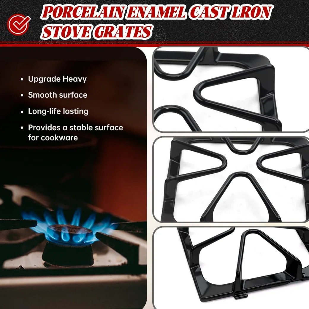 W10447925 - Rejillas de hierro fundido de repuesto para estufas Whirlpool, parrilla de quemador de gas para Maytag Amana Inglis Kirkland Kenmore Range