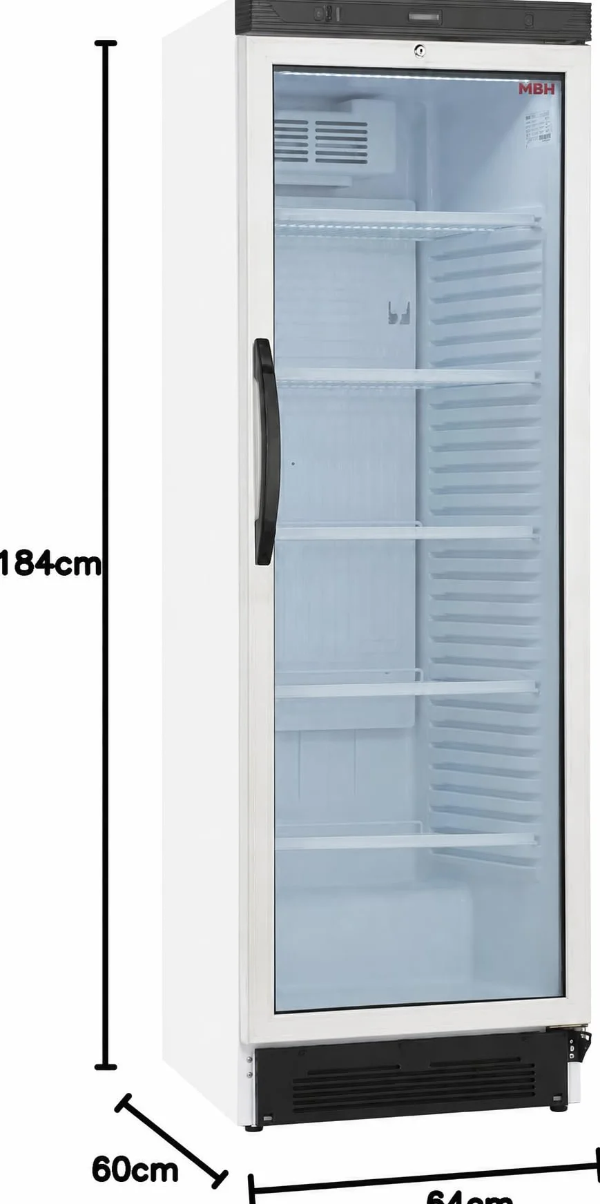 MBH - Nevera expositora vertical profesional blanca con puerta de cristal para hostelería. Frigorífico expositor botellero industrial para bebidas.