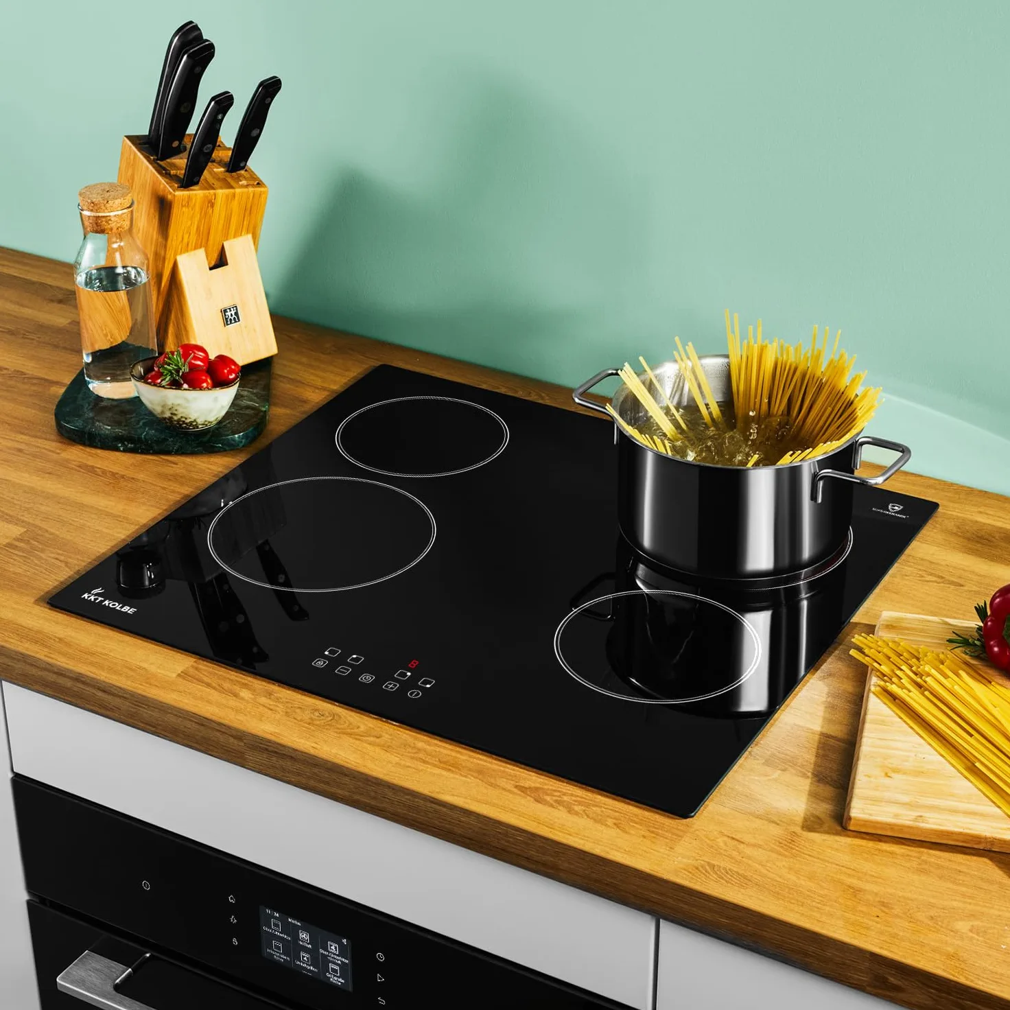 KKT KOLBE placa de cocina vitrocerámica independiente con espirales calefactoras 60 cm | 6 kW | 4 zonas | 9 niveles | sin marco | táctil | temporizador de apagado | seguro para niños | CH5900RL