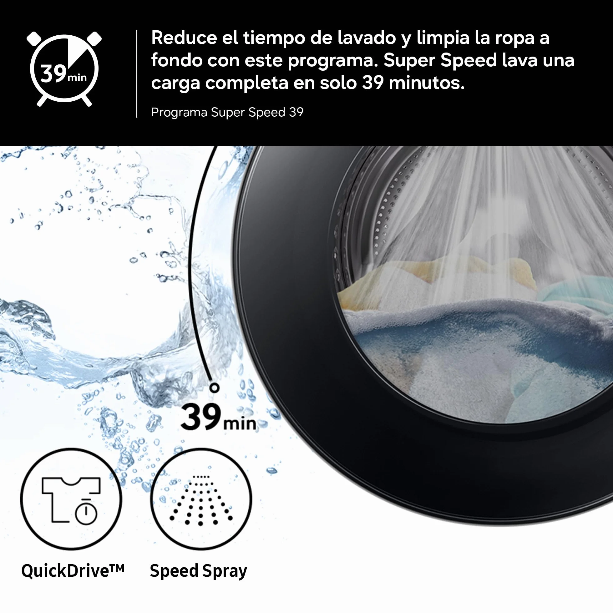 Samsung Lavadora AI con fondo reducido 8kg AI EcoBubble™ Clase A Blanca WW80FG5L32AEEC