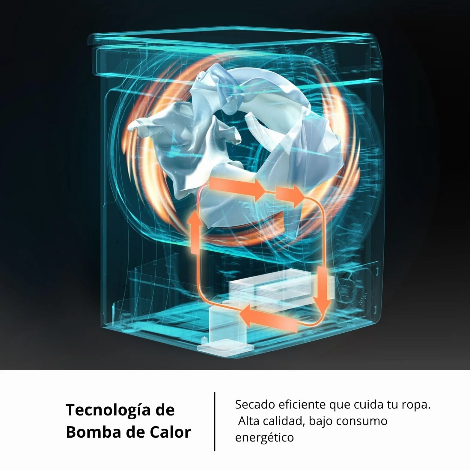 Corberó - Secadora Bomba de Calor Excellence | CSBCM850N | 8 kg | 84,5 x 60 x 59,5 cm | Motor Inverter | 5 Niveles de Secado | Purificación Luz UV | Tambor Inox | 65 dB | Negro | Clase C