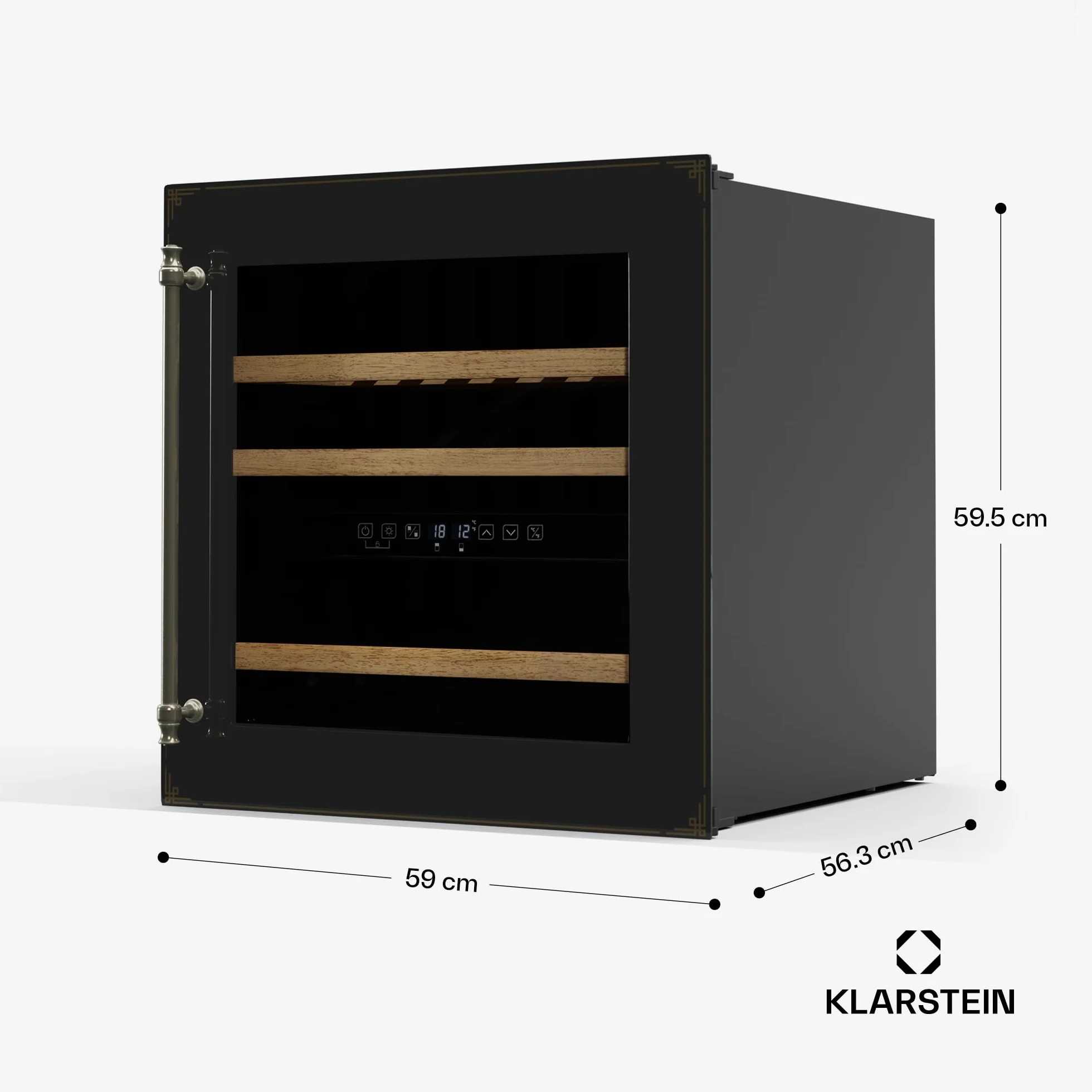 Klarstein Vinsider Victoria 36 Vinoteca - 36 Botellas, 2 Zonas, 5-22°C, Control Táctil, Iluminación LED, Protección UV, Integrado, Negro