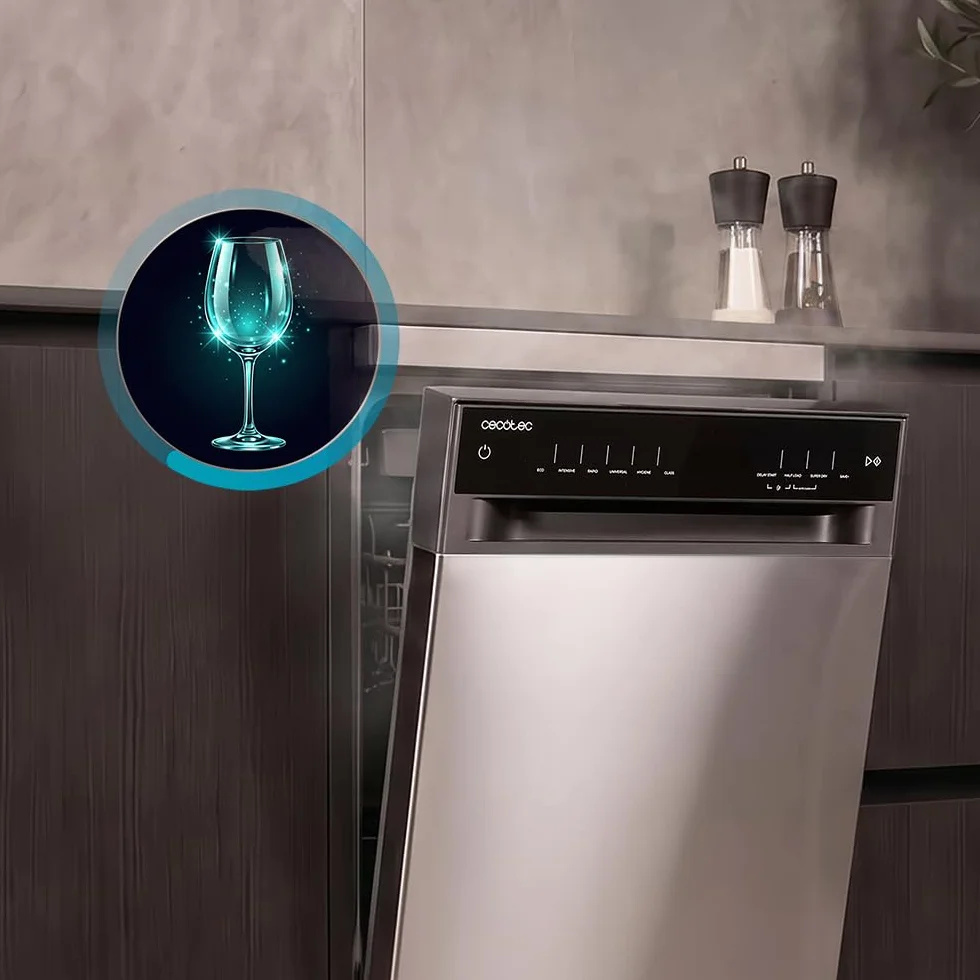 Cecotec Lavavajillas 45 cm Libre Instalación Bolero Aguazero 4560 Inox Connected 11 Cubiertos 9 Programas Motor Inverter Plus Duo Panel Touch WIFI