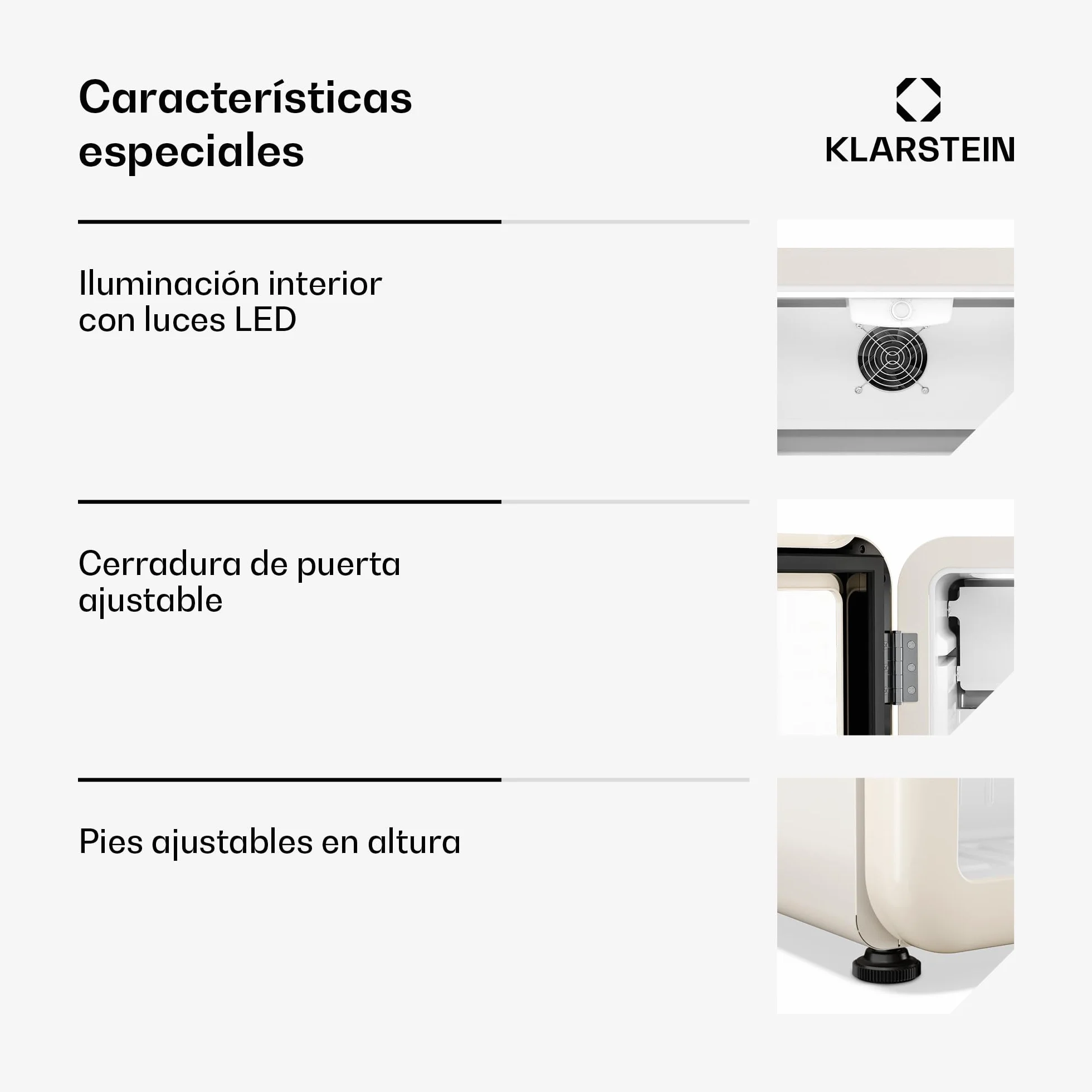 KLARSTEIN Nevera para bebidas Audrey Evo 45 L – Nevera para bebidas con puerta de cristal, luz LED, temperatura ajustable de 0 a 10 °C, funcionamiento silencioso
