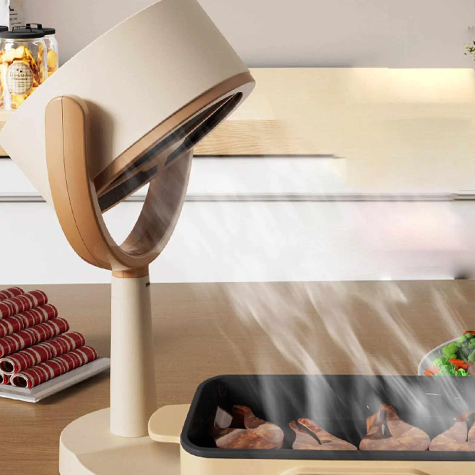 Rankey - Mini campana extractora portátil, campana extractora ajustable, gran batería de 3000 mAh, fuerte succión y bajo ruido, para barbacoas, cenas en interiores, ollas calientes