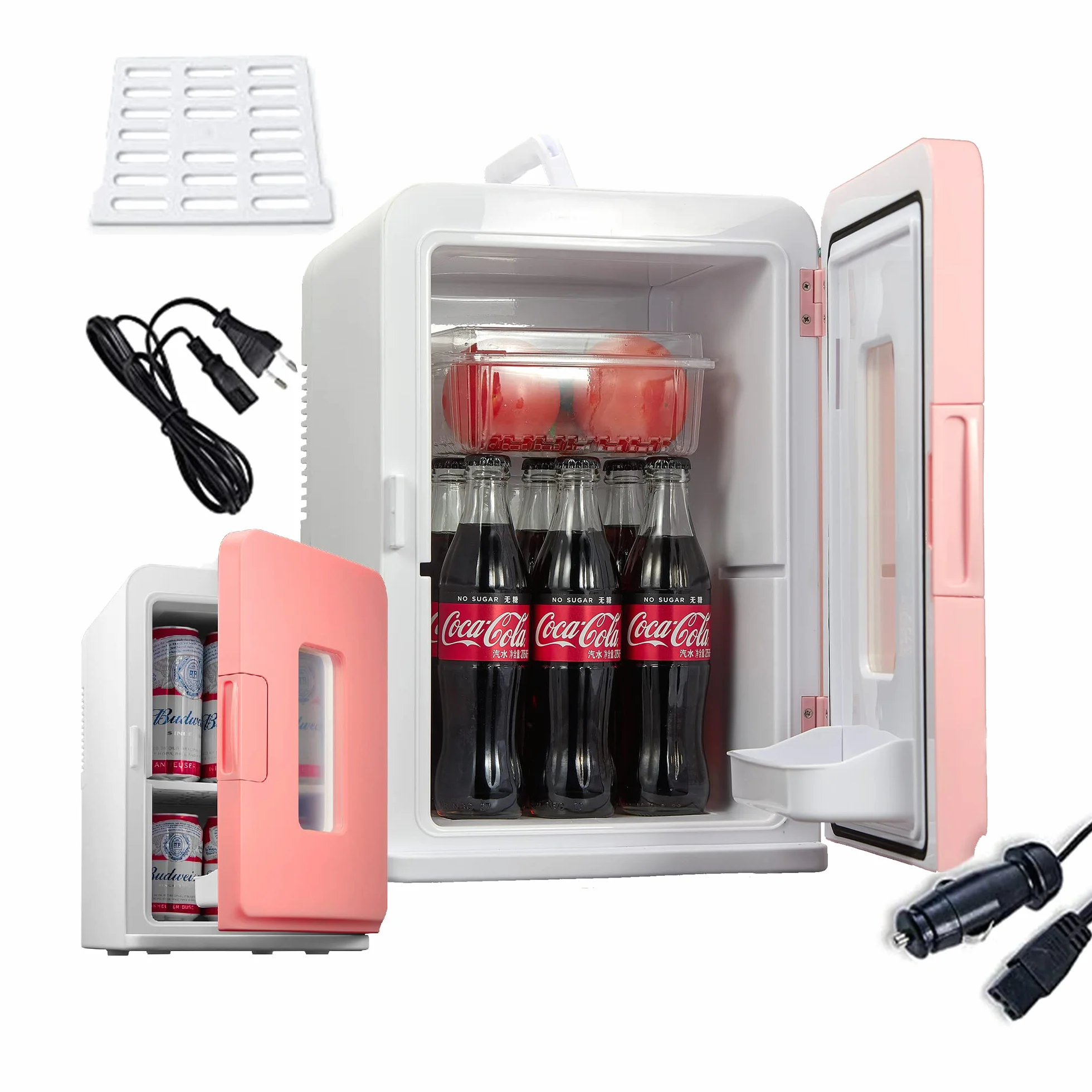 NORTHCLAN Mini Nevera Portatil, 15L Nevera Pequeña, 12V/230V, Funciones Enfriar y Calentar, Mini Frigorífico para Coches, Oficinas y Dormitorios, Cosméticos y Cervezas, Modo Max y ECO, Rosa