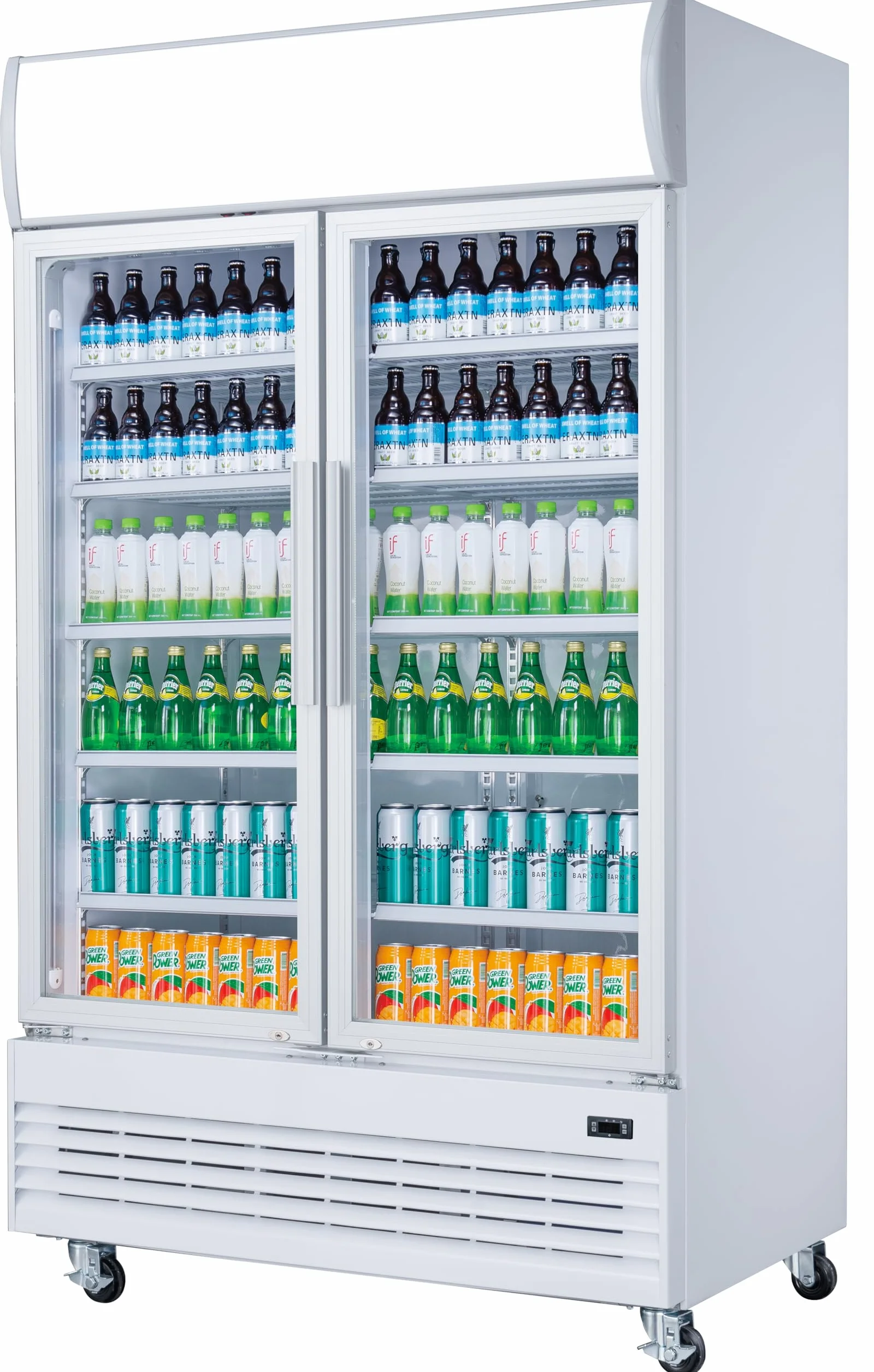 METRO Professional Frigorifico para Bebidas GSC2100, 930 L, 10 Estantes ajustables, Descongelación automática, Enfriamento ventilado, Iluminación LED interna, con Cerradura y Capota, 4 Ruedas, blanco