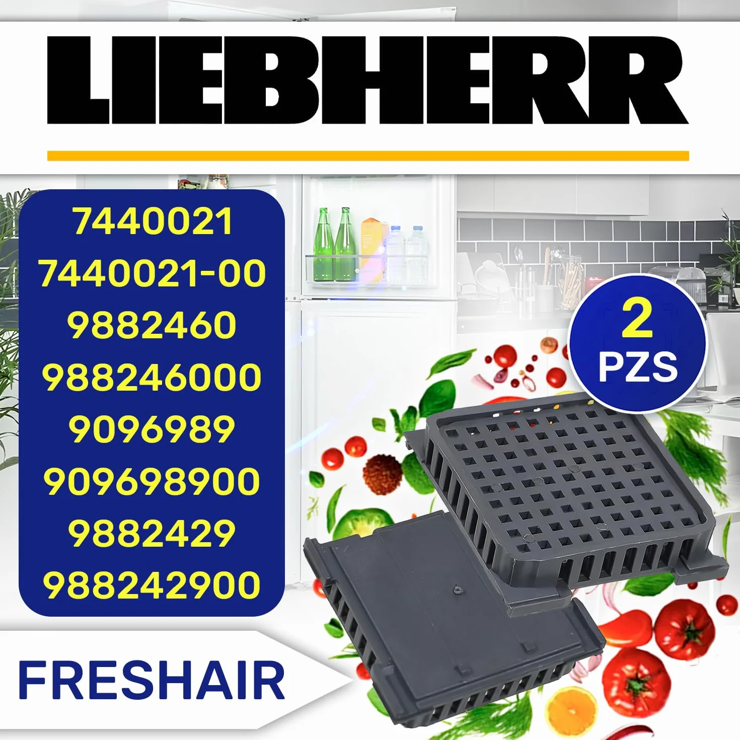 2 Piezas Filtro Carbon Activo Frigorifico Combi con Código Original 7440021 7440021-00 9882460 988246000 9096989 9882429 para Liebherr FreshAir - MONTERAL