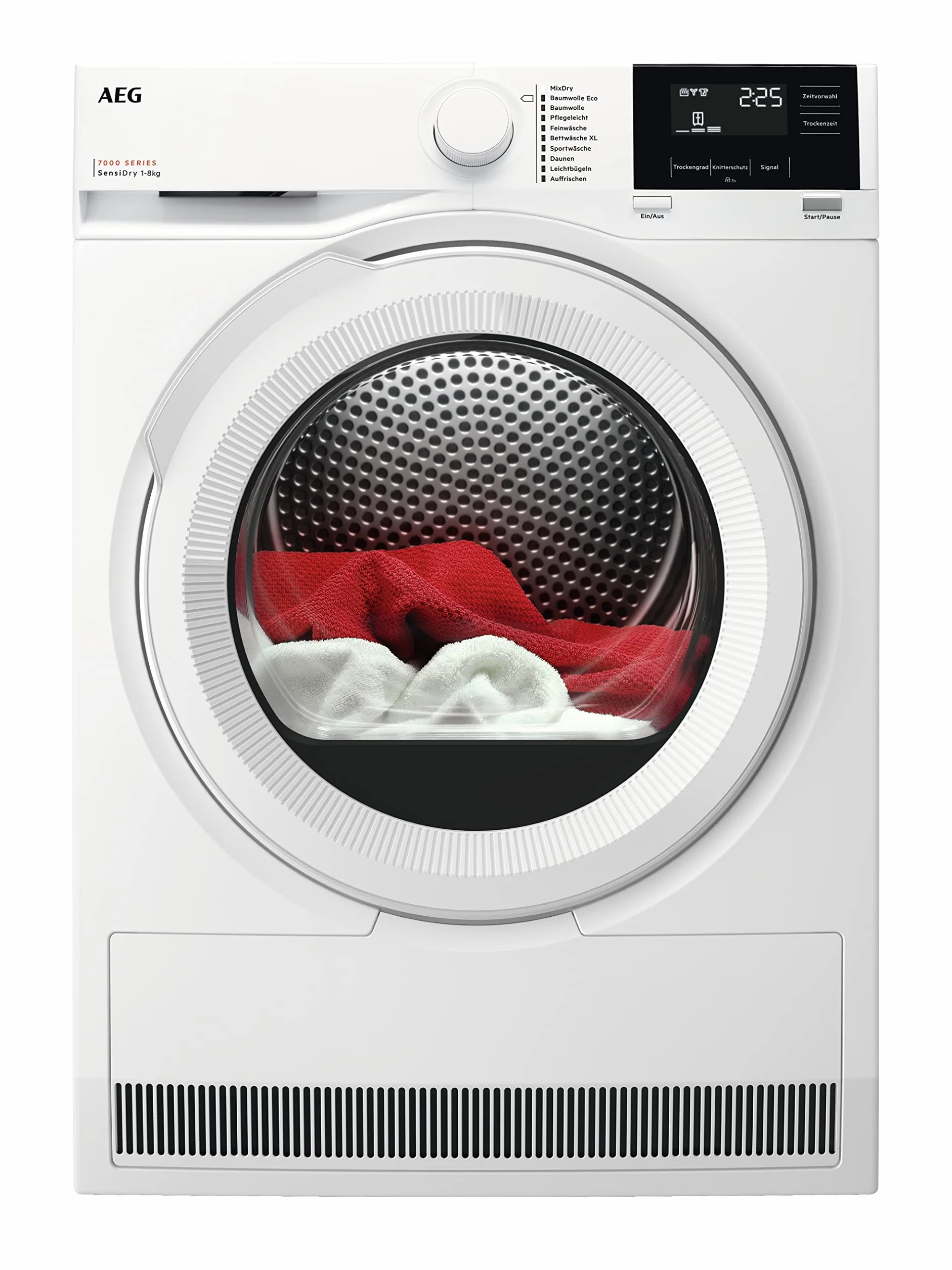 AEG Secador de bomba de calor, 8 kg, serie 7000: SensiDry procedimiento en seco suave y de bajo consumo, nueva tecnología de energía E, volumen automático, tambor suave, dirección de rotación alterna