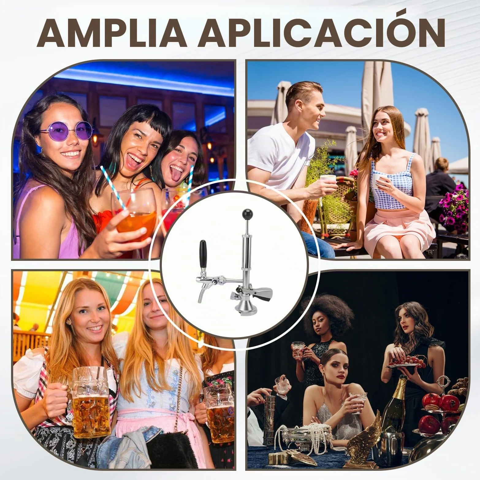 Bomba de cerveza de 4 pulgadas, grifo de cerveza de acero inoxidable, kit de grifo con bomba de aire y distribuidor, grifo de pistón para conexiones de barril, bomba de barril, perfecto para picnics y