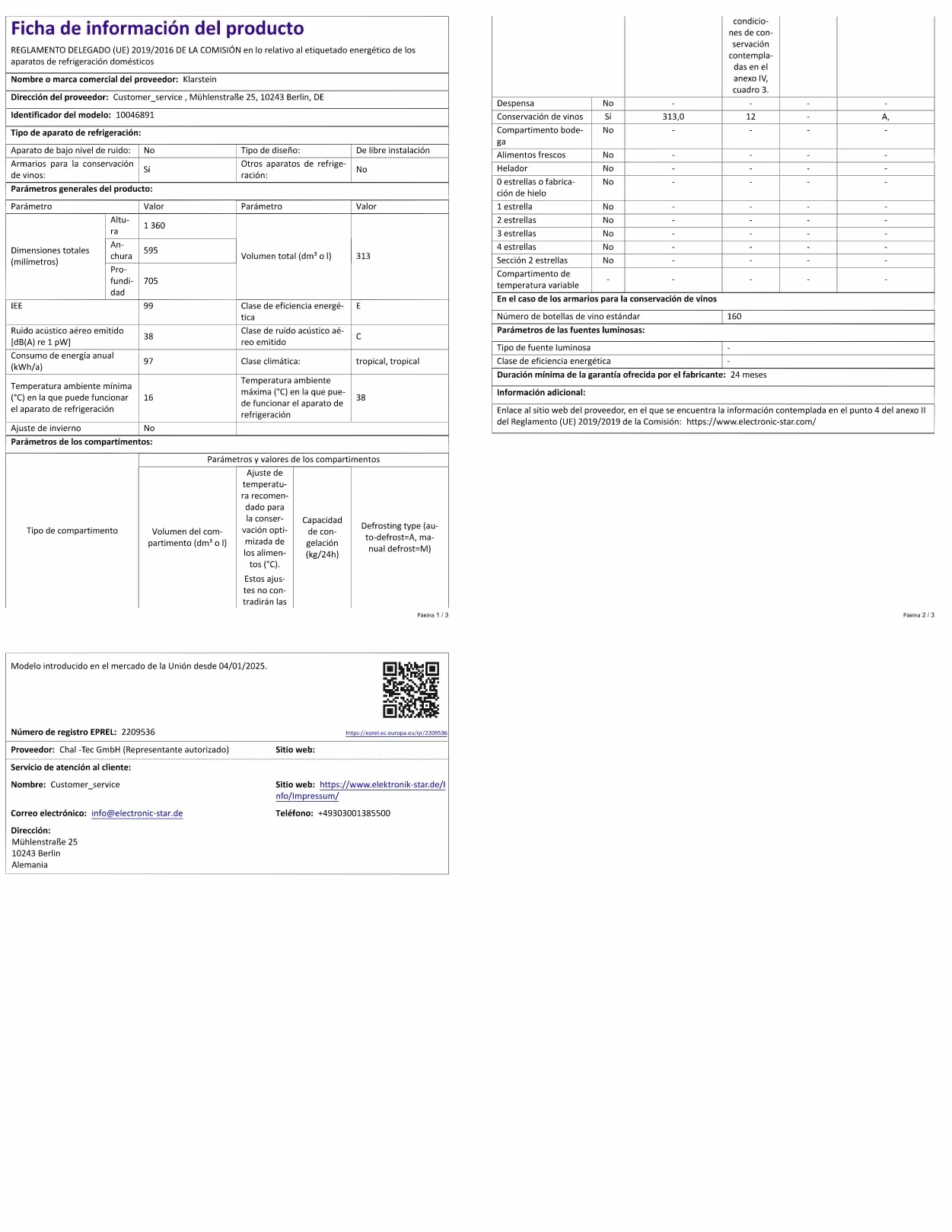 KLARSTEIN CellarMax Vinoteca Grande - 155 Botellas, 5-20°C, Control Táctil, Puerta Metálica, Cerradura, Alarma, Independiente, Nevera Para Vinos