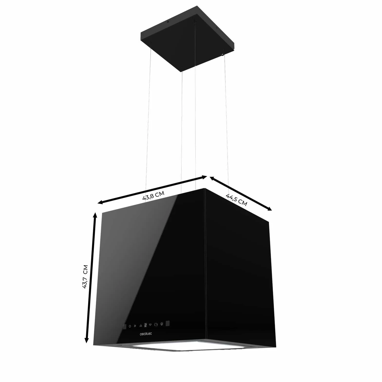 Cecotec Campana Extractora 44cm En Isla Cuadrada Bolero Flux Cct 448000 Glass Black A++ 800M3/H 210W