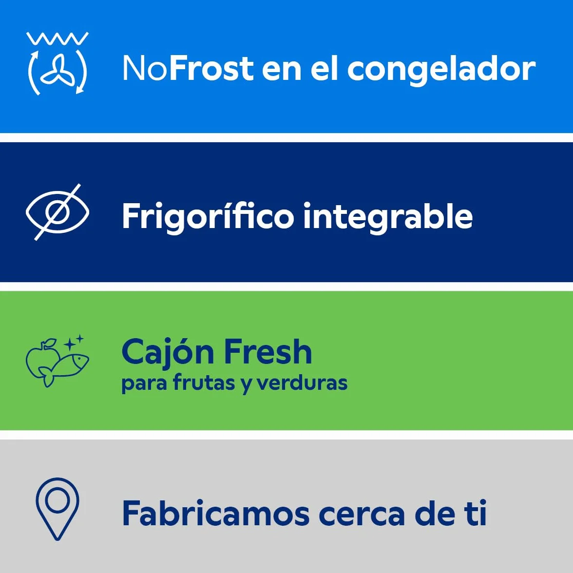 Balay - Frigorífico Combi Integrable, Puerta Deslizante, NoFrost, Cajón Fresh, 260 litros, 3KIE712F
