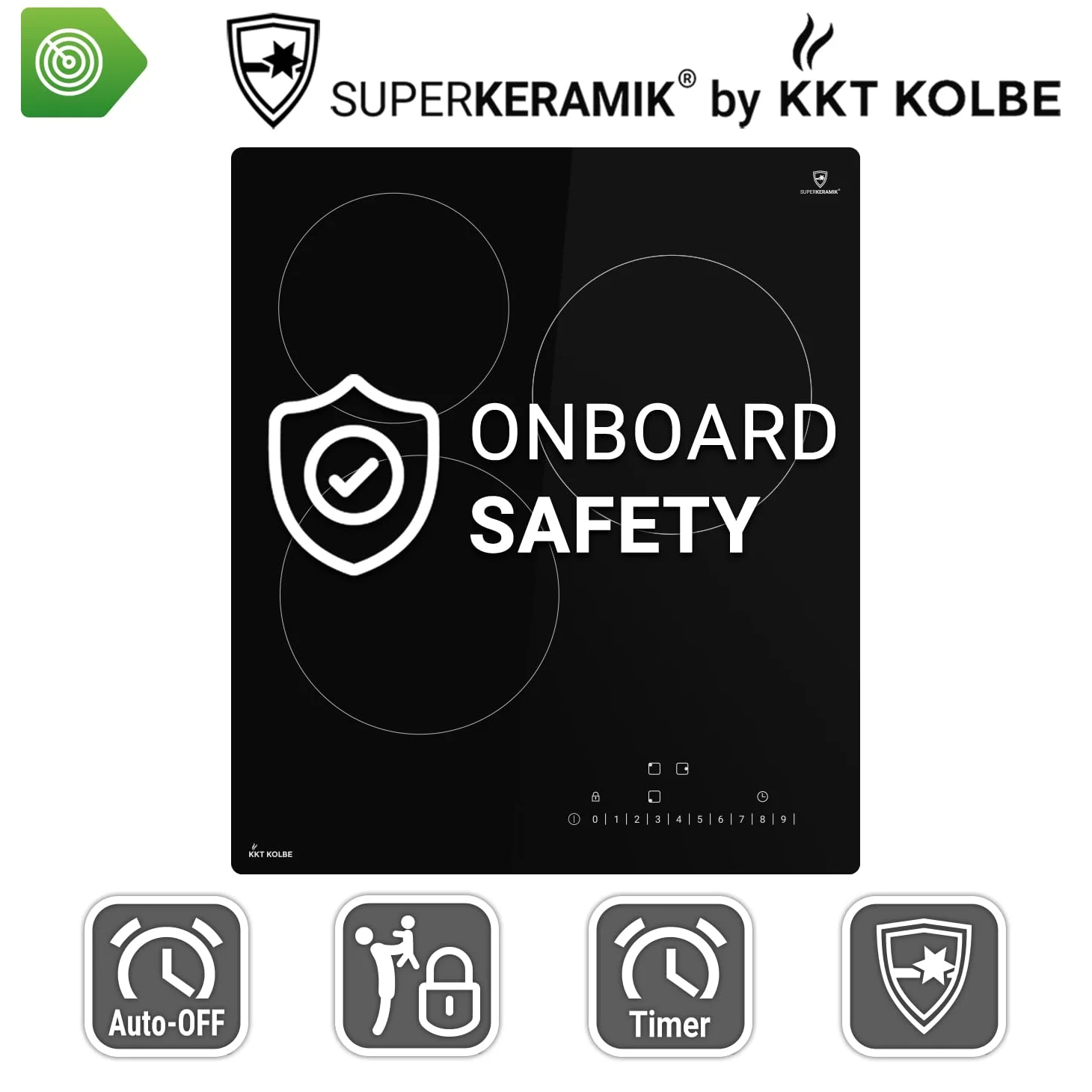 KKT KOLBE Placa vitrocerámica 45 cm autónoma | 3 zonas con resistencias | 9 niveles | sin marco | indicador calor residual | bloqueo de teclas y niños | KF4500RL