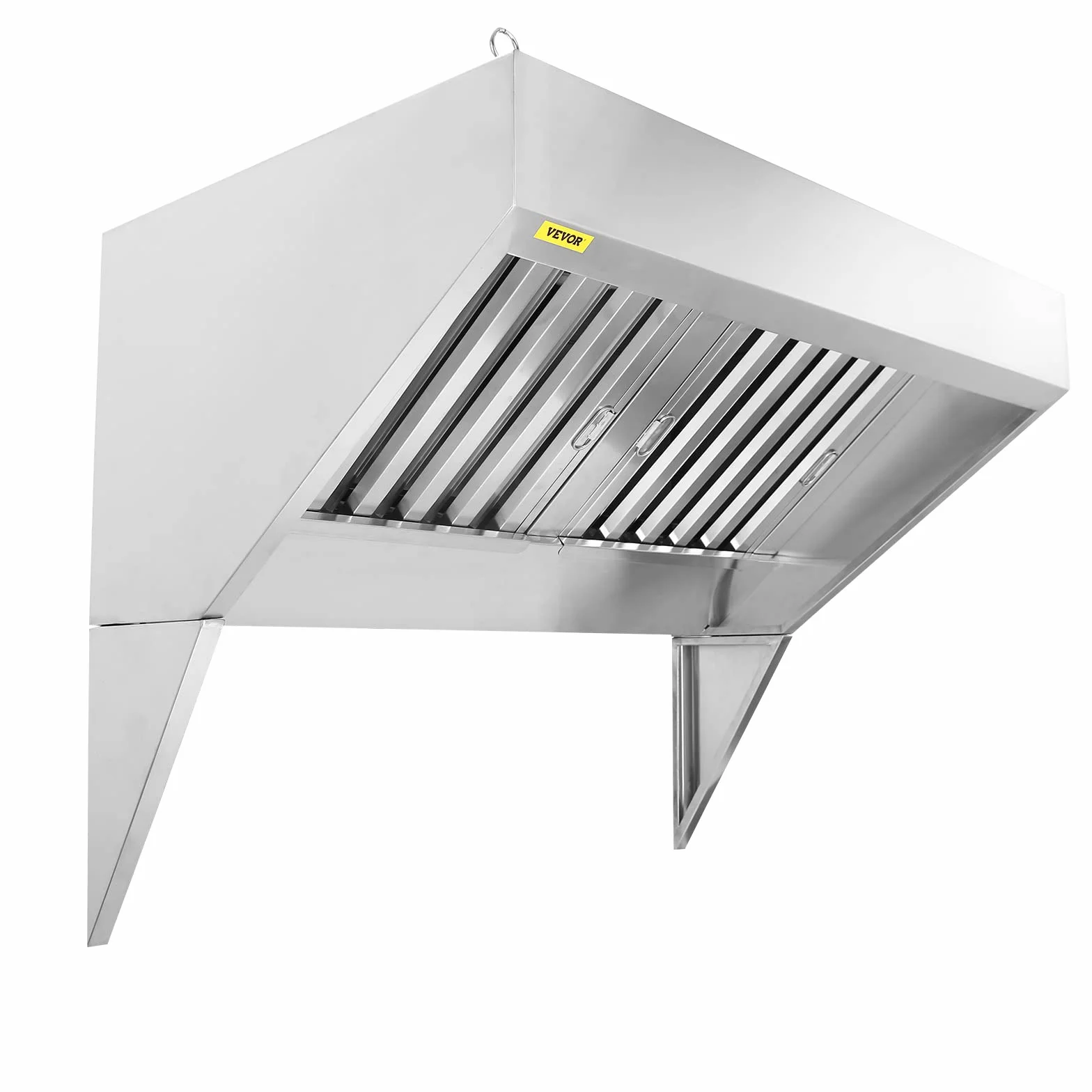 VEVOR Campana extractora comercial de 5 pies para camión de alimentos, capó de remolque de acero inoxidable 201 con 2 rejillas de filtro de aceite extraíbles en forma de U, campana de ventilación