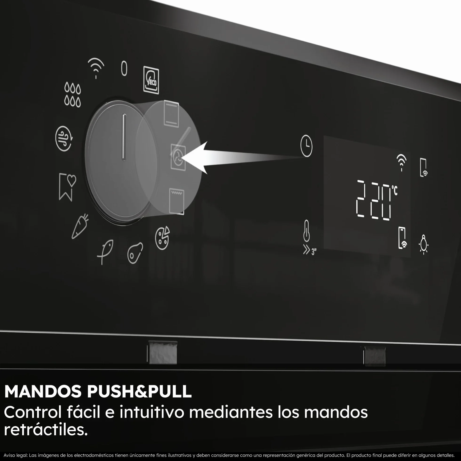 Haier ID Series 2 H6 ID2P5B3YTB - Horno Multifunción Pirolítico e Hidrolítico, Conectividad WIFI, 78L, Cocción multinivel, 12 Funciones, Display táctil y Mandos giratorios, Guía Telescópica, Negro