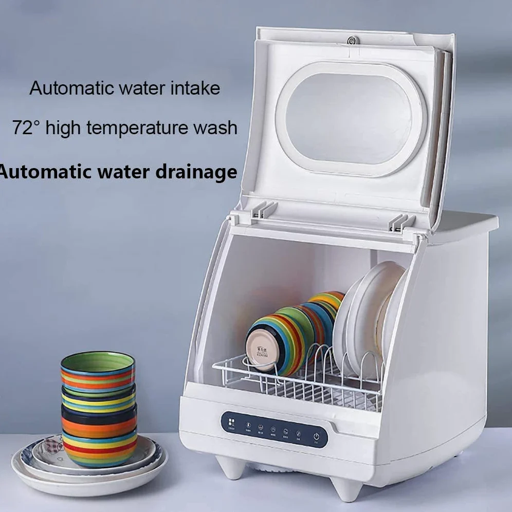 Mini lavavajillas portátil, automático, no requiere fontanería, acero inoxidable, 6 lugares, inicio retardado para uso en apartamentos y oficinas