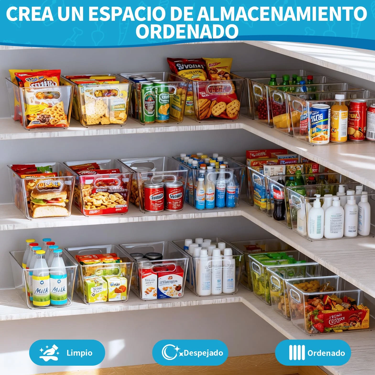 Organizador Nevera, Organizadores para la Despensa, Organizador Frigorifico para la Cocina, Refrigerador, Encimeras y Armarios (Paquete de 4, L(30x20x15CM))