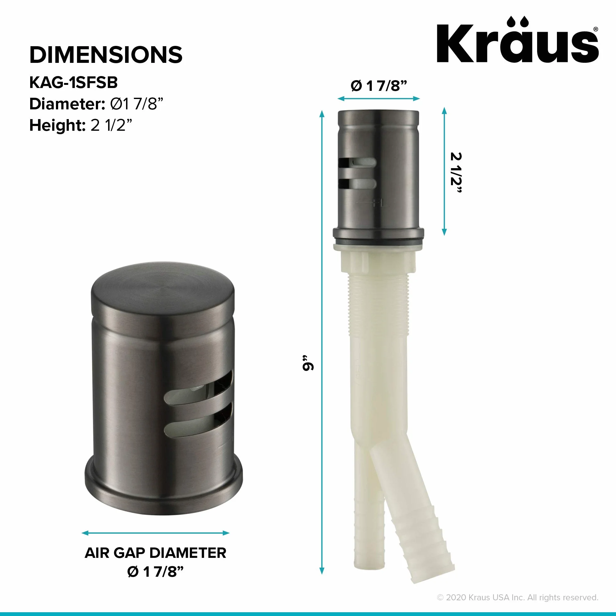 Kraus KAG-1SFSB Espacio de aire para lavavajillas negro sin manchas