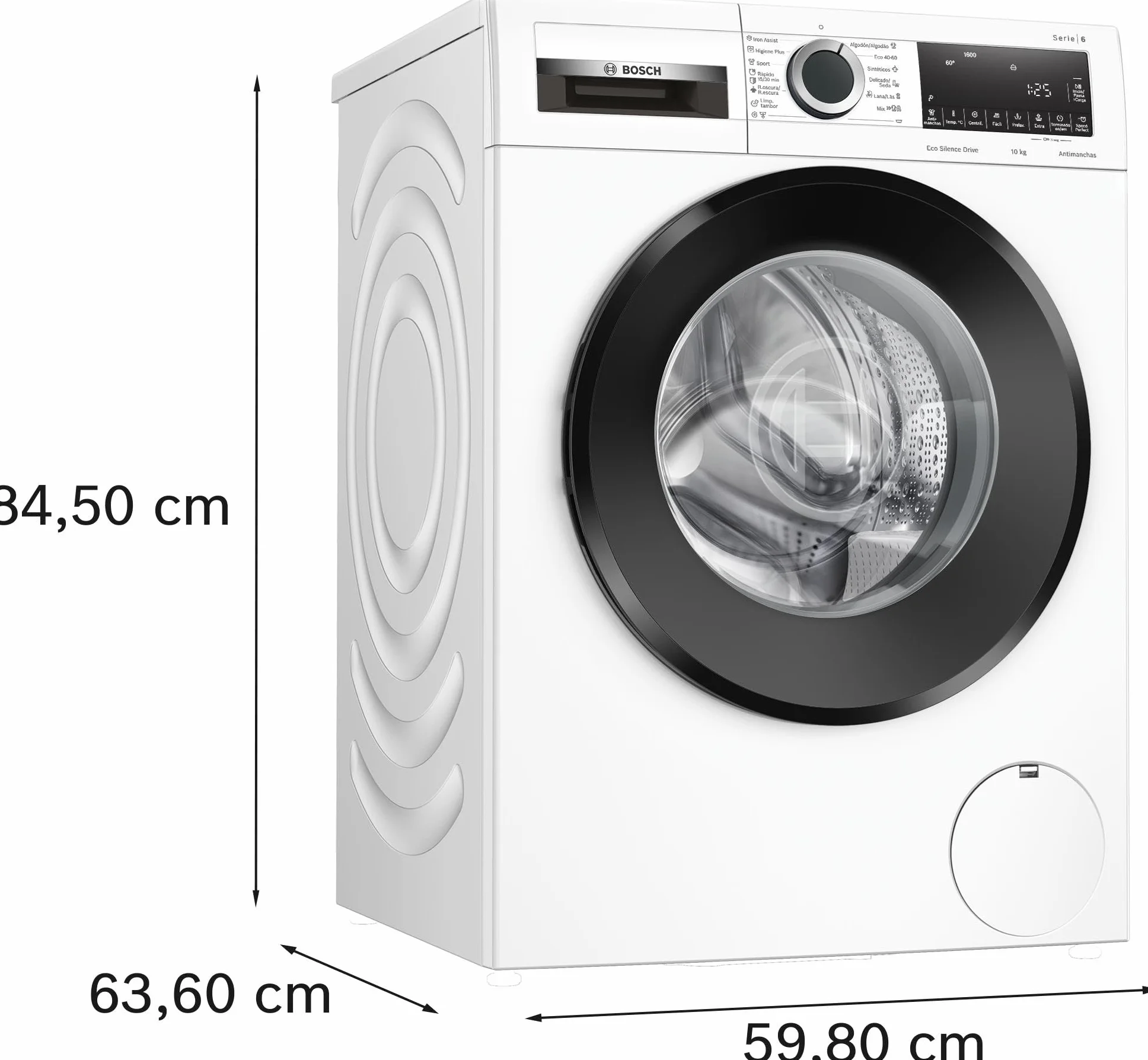 Bosch - Lavadora Libre Instalación, 10 kg, 1600 RPM, Serie 6, Función Pausa + Carga, Blanco, WGG256Z0ES