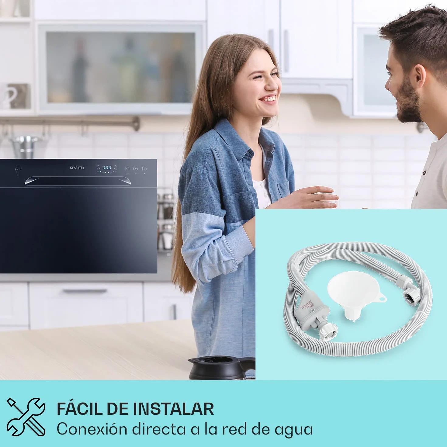 Klarstein Lavavajillas Pequeño Sobremesa, Mini Lavavajillas 6 Cubiertos, Lavavajillas Portatil de Sobremesa Silencioso 6 Programas, Lavavajillas Compacto de Mesa Sin Instalación Difícil para Casa
