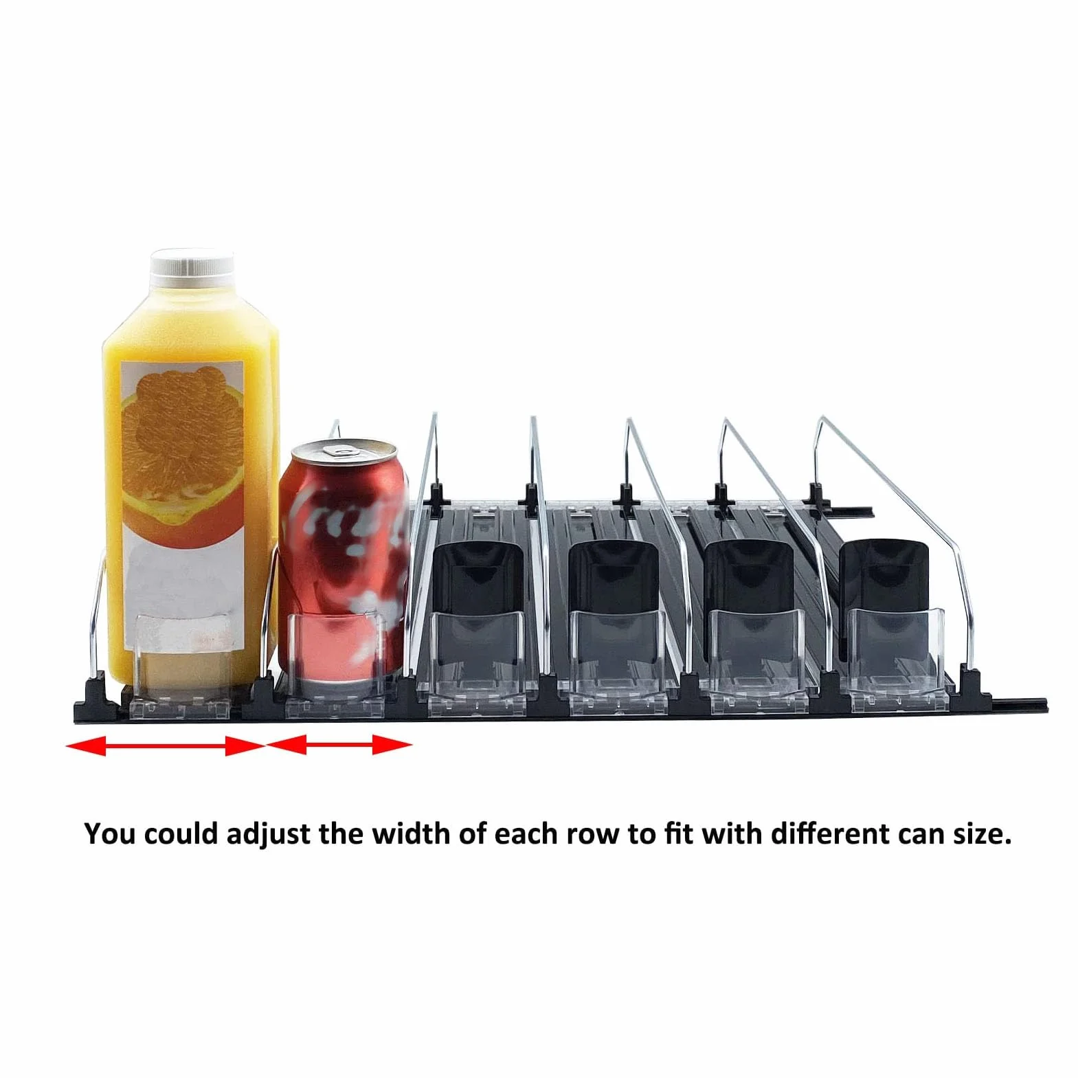 Fockety Organizador de Bebidas para frigorífico, Organizador de latas de refresco con Gran Capacidad de Carga y Anchura Ajustable, se Empuja Solo y es fácil de Usar (38cm)