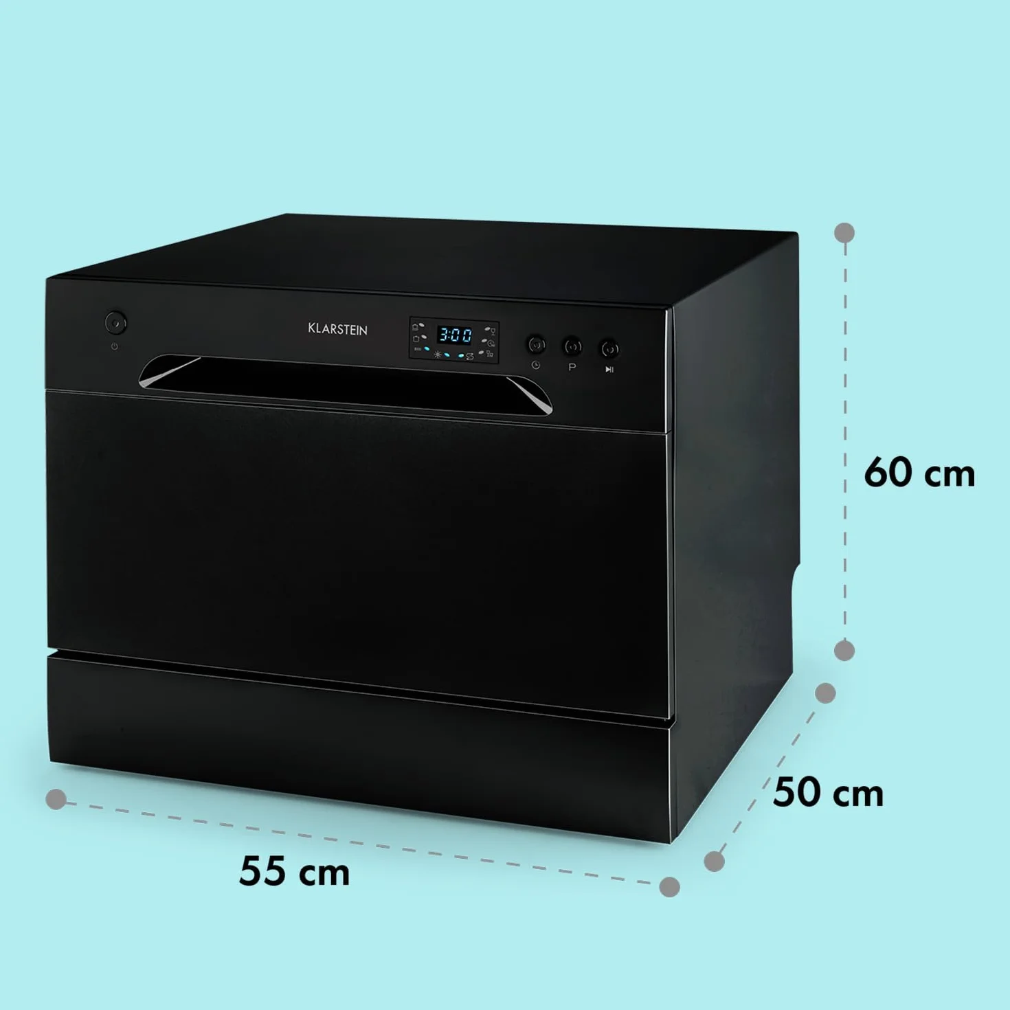 Klarstein Lavavajillas Sobremesa Pequeño, Mini Lavavajillas 8 Cubiertos, Lavavajillas Portatil Encimera Silencioso, Lavaplatos con 6 Programas de Lavado, Lavavajillas Compacto para Casa y Oficina