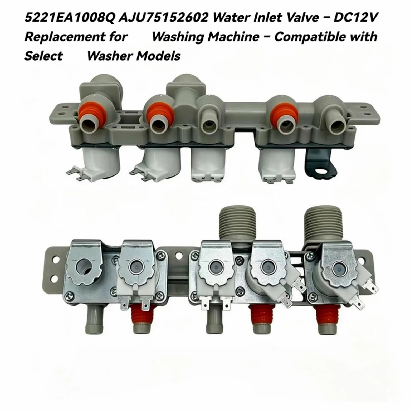 Válvula Entrada Agua Lavadora 5221EA1008Q AJU75152602, Compatible Con LG | Componente Aparato Hogar Regulación Flujo Fluido Suministro Línea Alimentación Electroválvula Corriente DC 12V