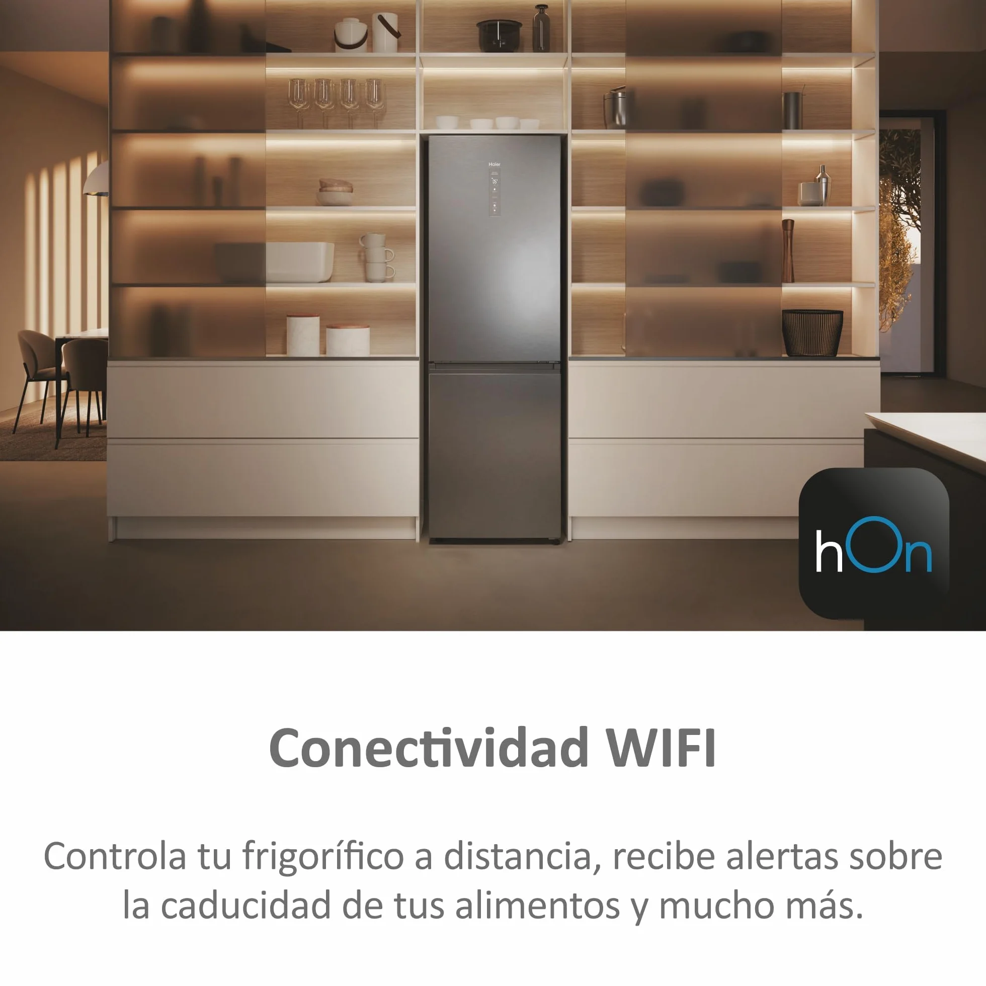 Haier Frigorífico Combi 2D 60 Series 5 Pro HDPW5618CNPK 352L Total No Frost Motor Inverter Inox