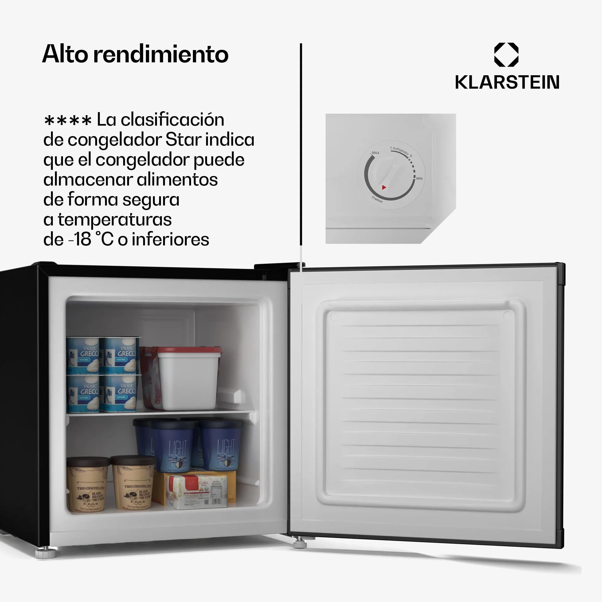 KLARSTEIN Irene Mini Nevera, 31L Nevera/Congelador Compacto Con Temperatura Ajustable -24°C A 10°C, Eficiente Energéticamente, Silencioso 38 Db Para Dormitorios & Espacios Pequeños