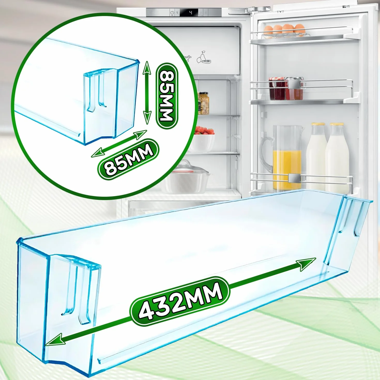 Estante Puerta Frigorifico 432 х 85 x 85 mm con Código Original 1022439 para Amica - Garantía de 5 Años - MADE IN EUROPE - ONIX TECH