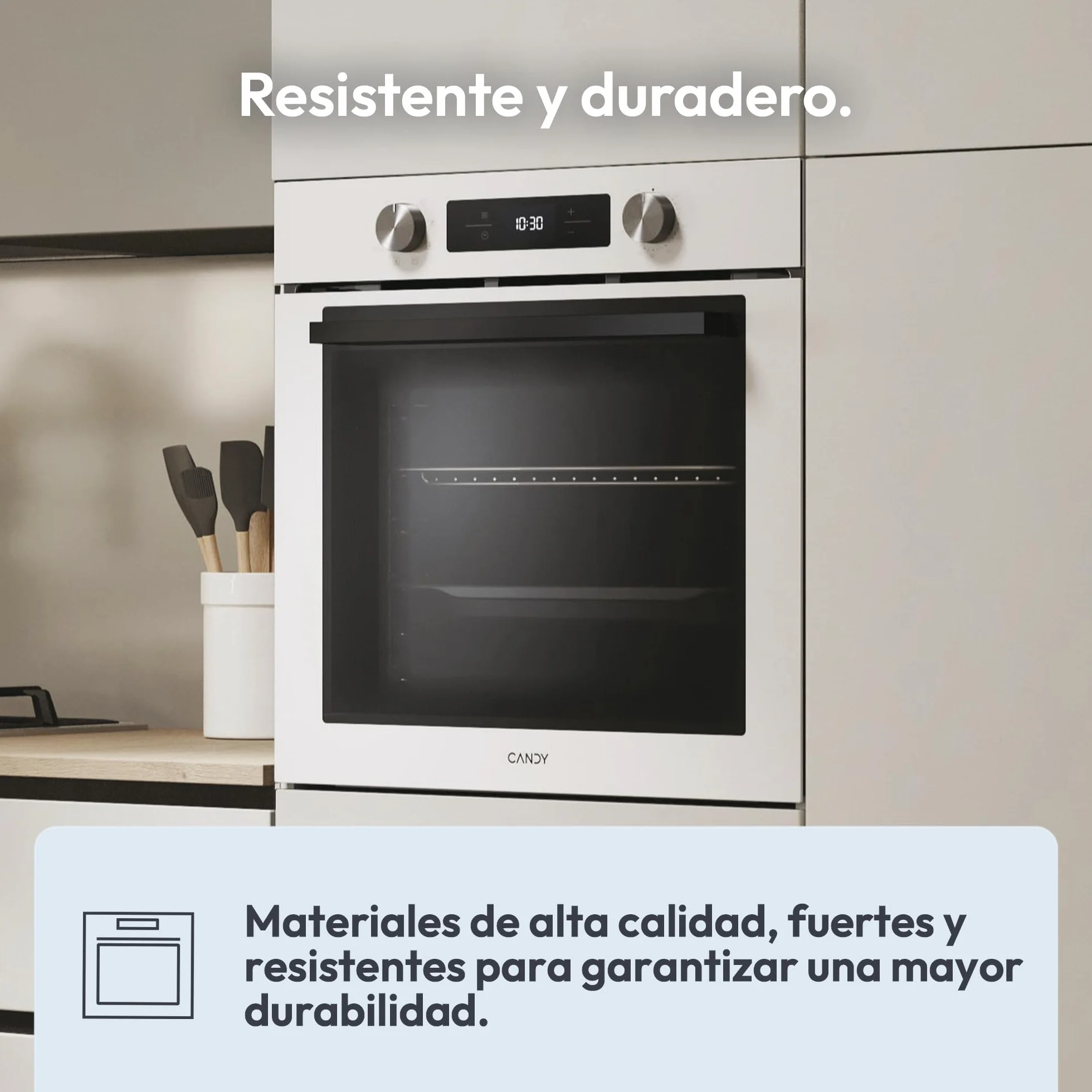 Candy Bake 600 CA6 N3T1HTW Horno Multifunción, 78L, Recetas a través de app hOn, 1 Bandeja y 1 Rejilla, Limpieza Hidrolítica, Convección + Ventilador, 9 Funciones, Ready UX, Blanco